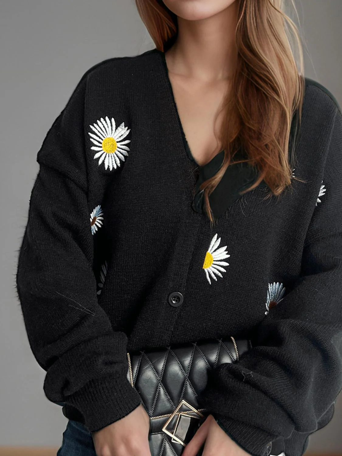 Daisy Button Up V-Neck Cardigan - Image 9