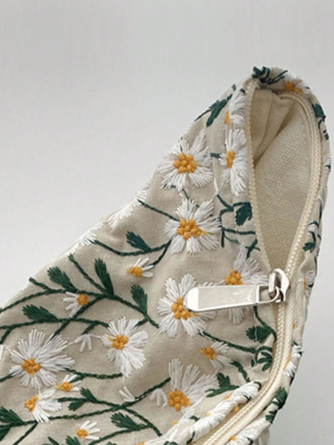Daisy Embroidered Cosmetic Pouch - Image 4