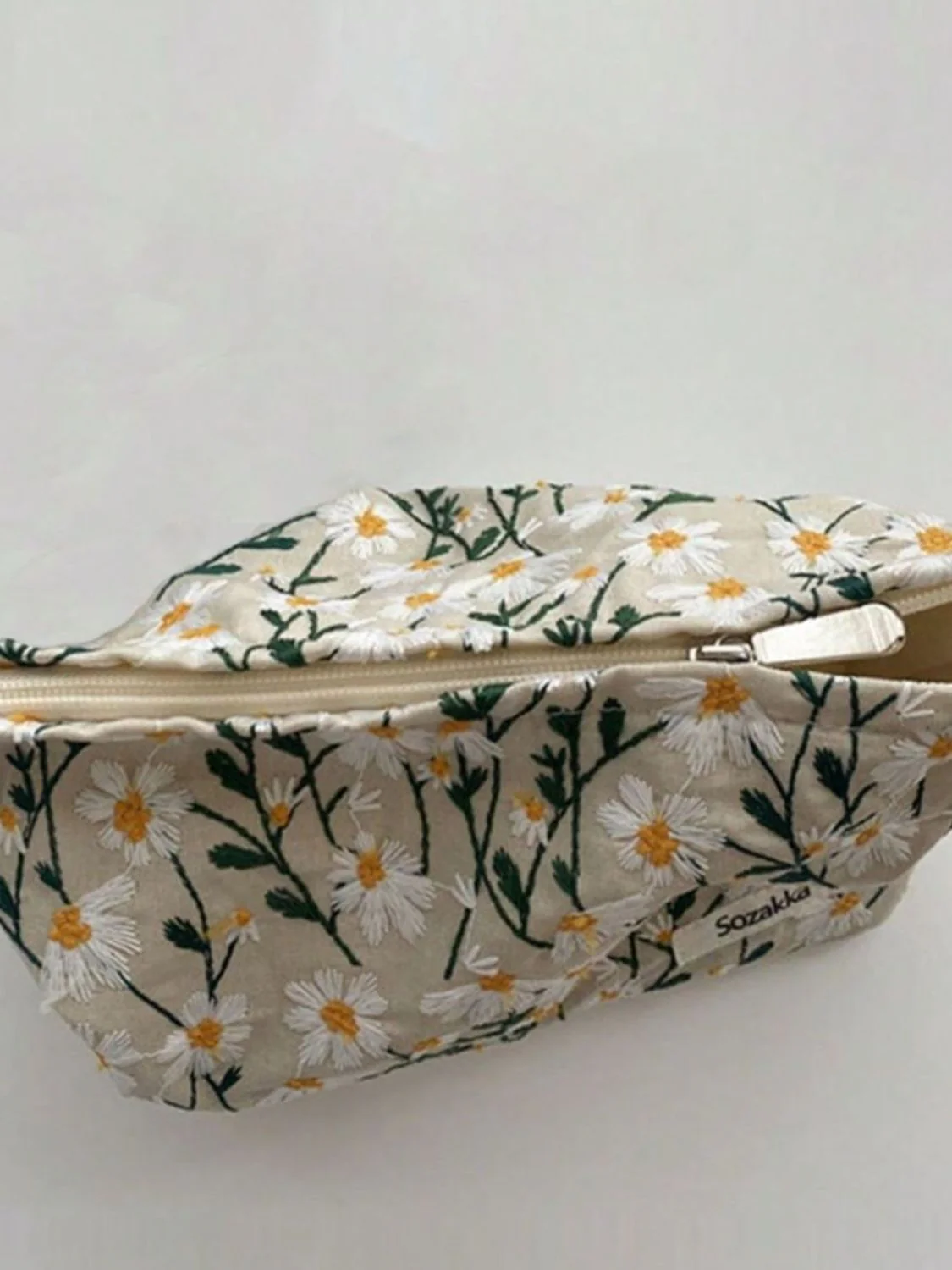 Daisy Embroidered Cosmetic Pouch - Image 5