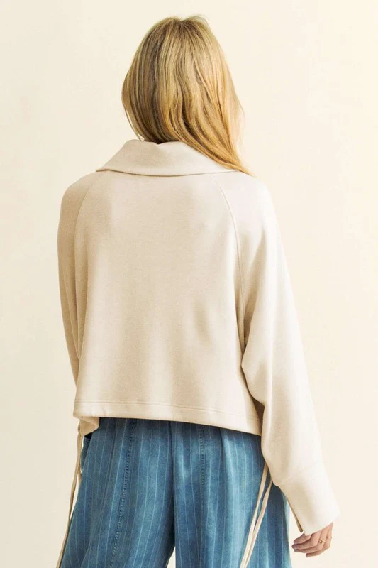 Davi & Dani Drawstring Hem Half Zip Raglan Sleeve Sweatshirt - Image 2