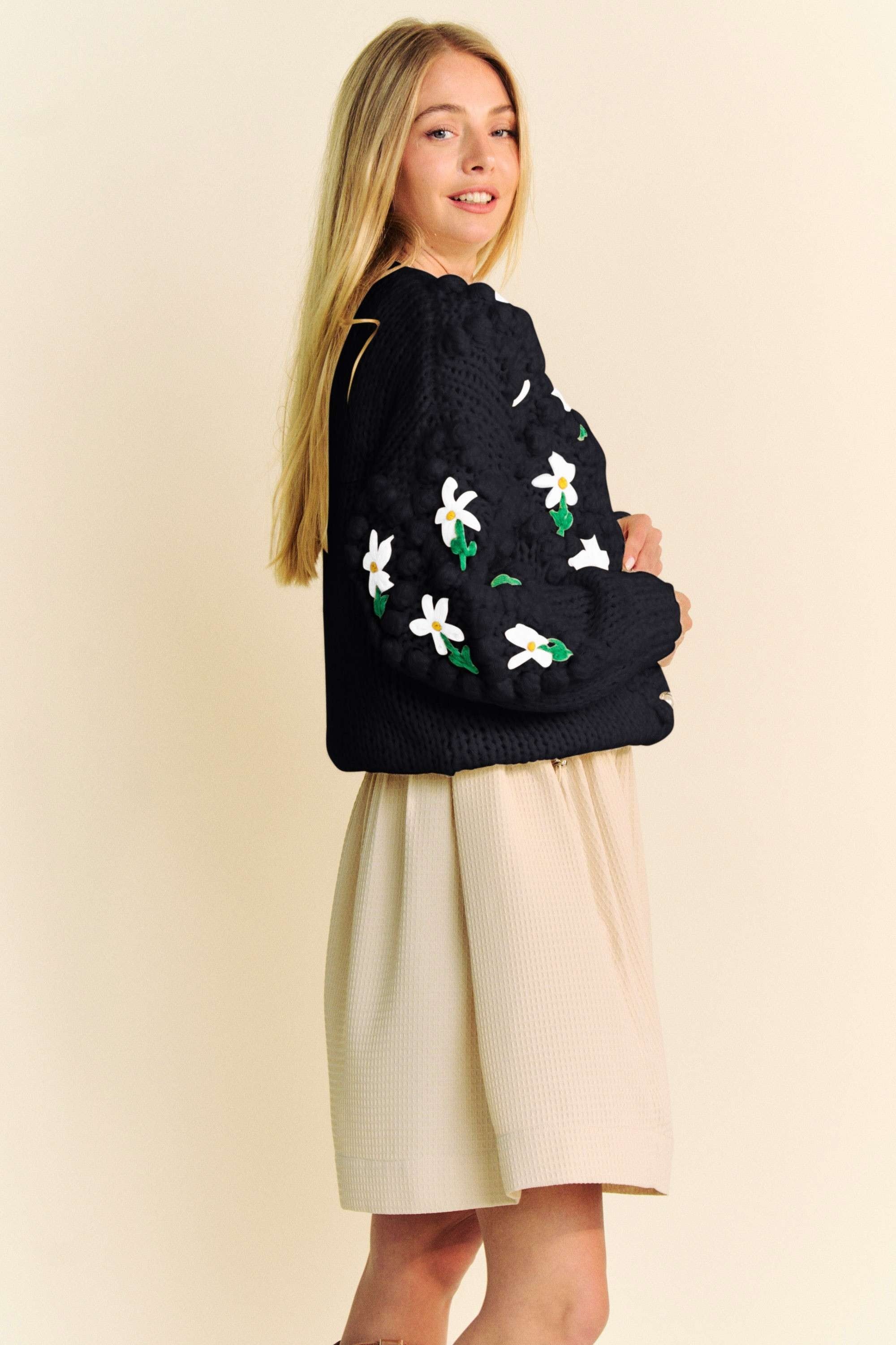 Davi & Dani Floral Pattern Button Down Cardigan - Image 3