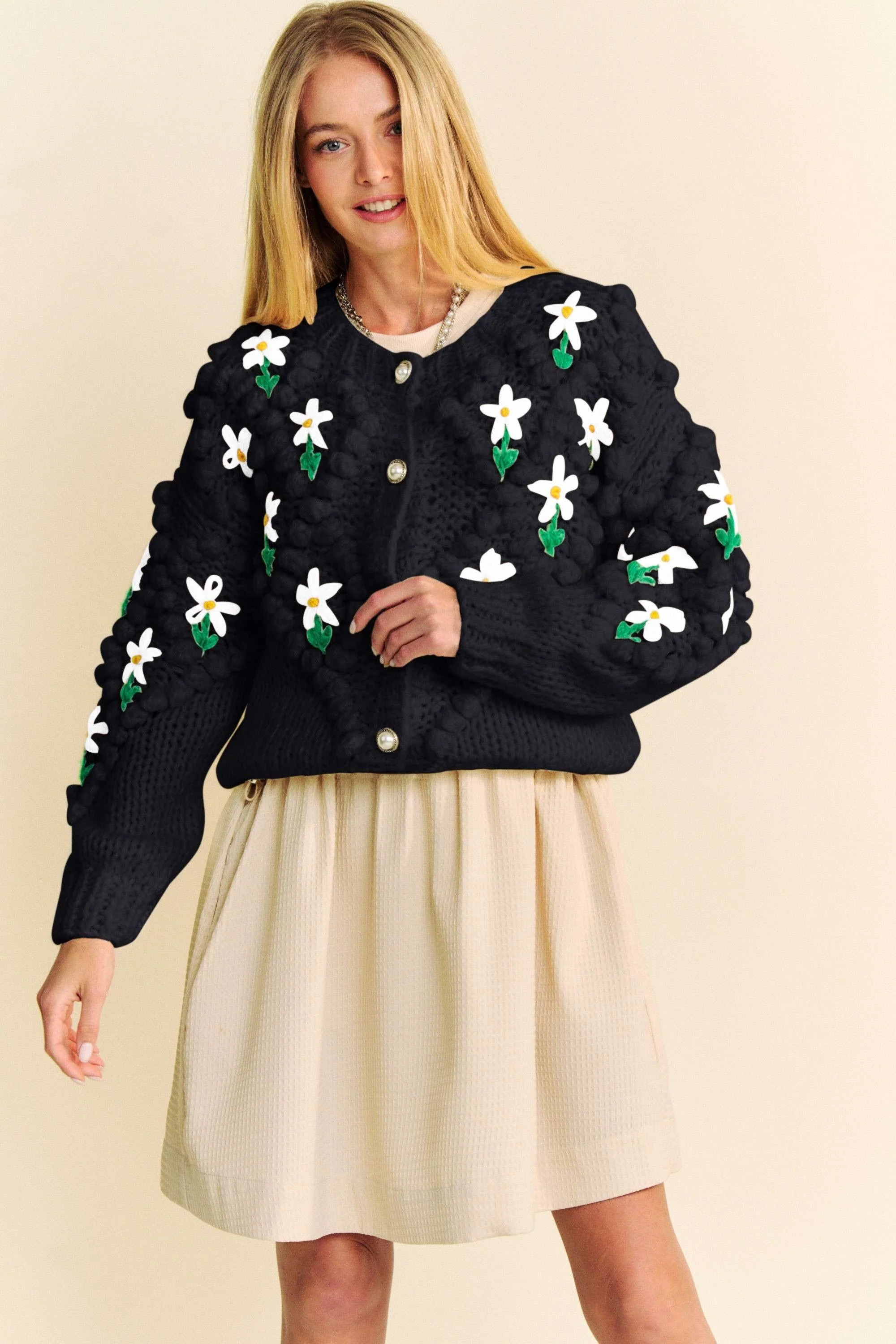 Davi & Dani Floral Pattern Button Down Cardigan - Image 6