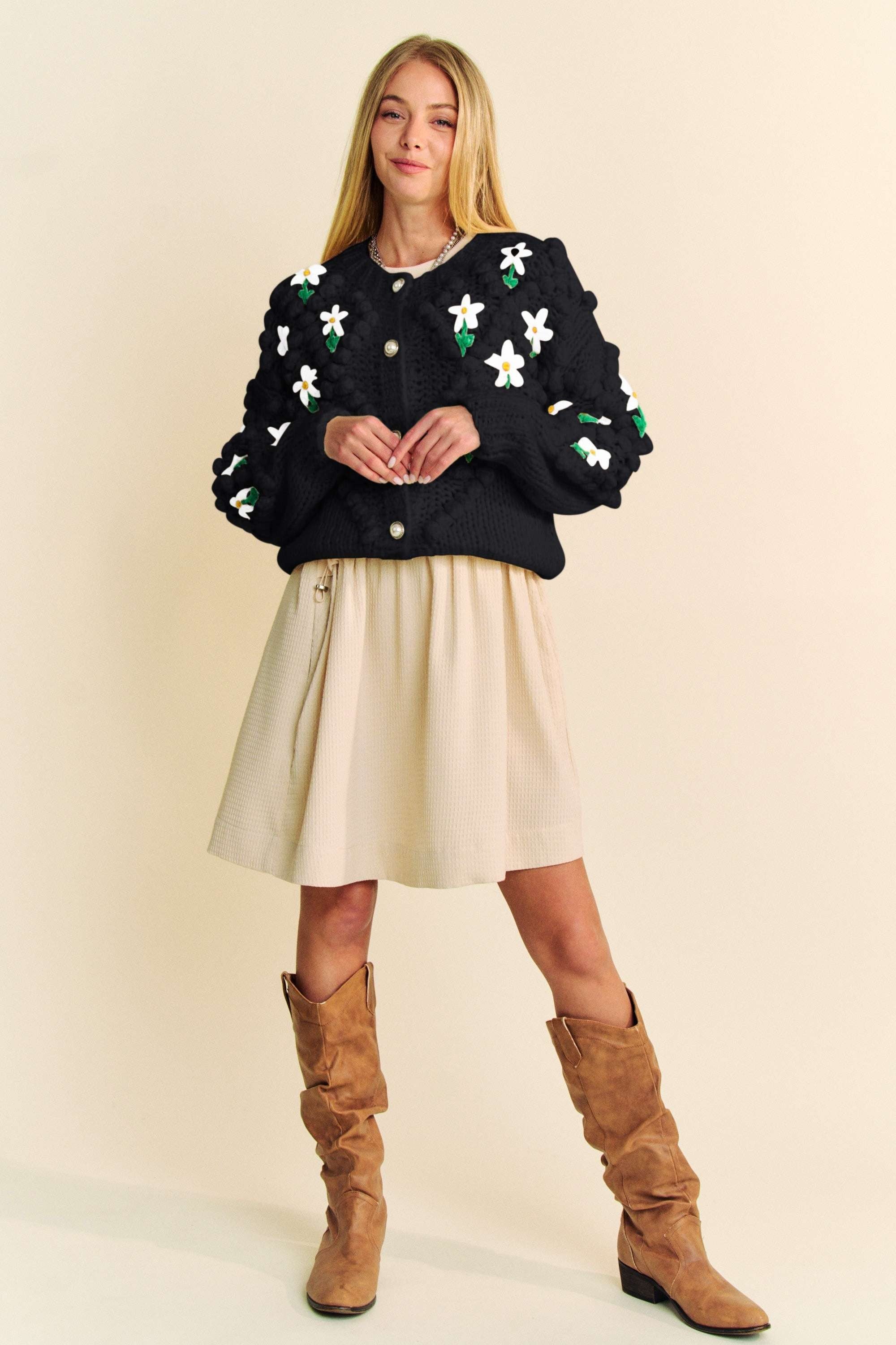 Davi & Dani Floral Pattern Button Down Cardigan - Image 7
