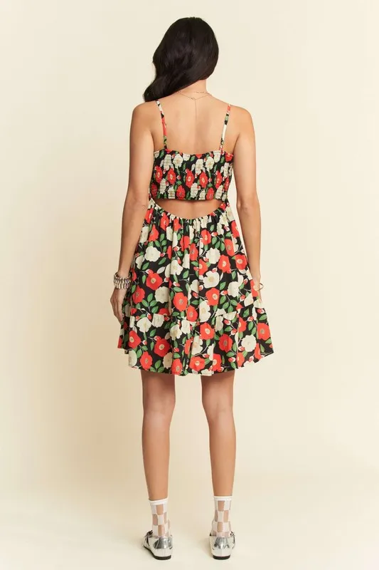 Davi & Dani Floral Scalloped Cutout Back Mini Dress - Image 10