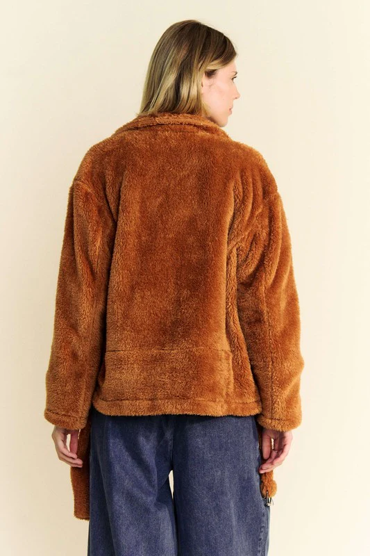 Davi & Dani Fuzzy Zip Up Collared Neck Jacket - Image 2
