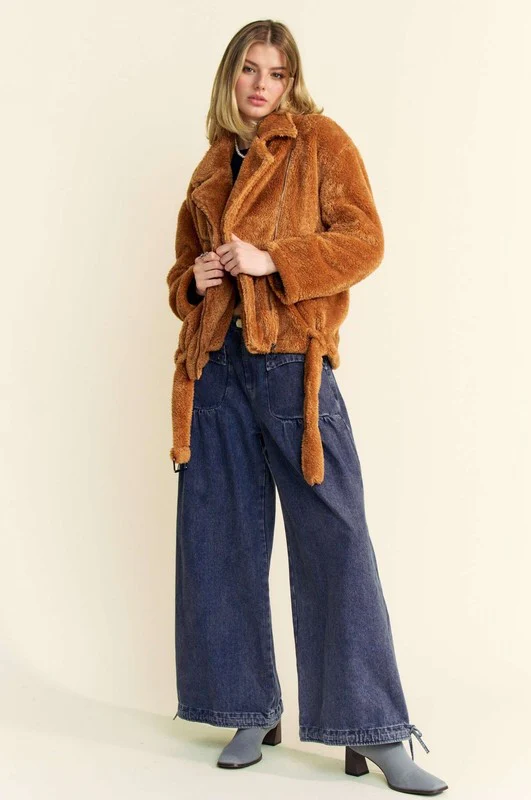 Davi & Dani Fuzzy Zip Up Collared Neck Jacket - Image 6