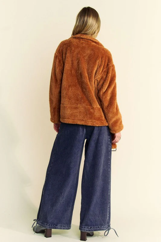 Davi & Dani Fuzzy Zip Up Collared Neck Jacket - Image 7