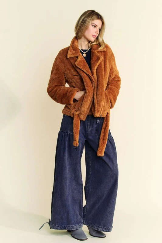 Davi & Dani Fuzzy Zip Up Collared Neck Jacket - Image 8