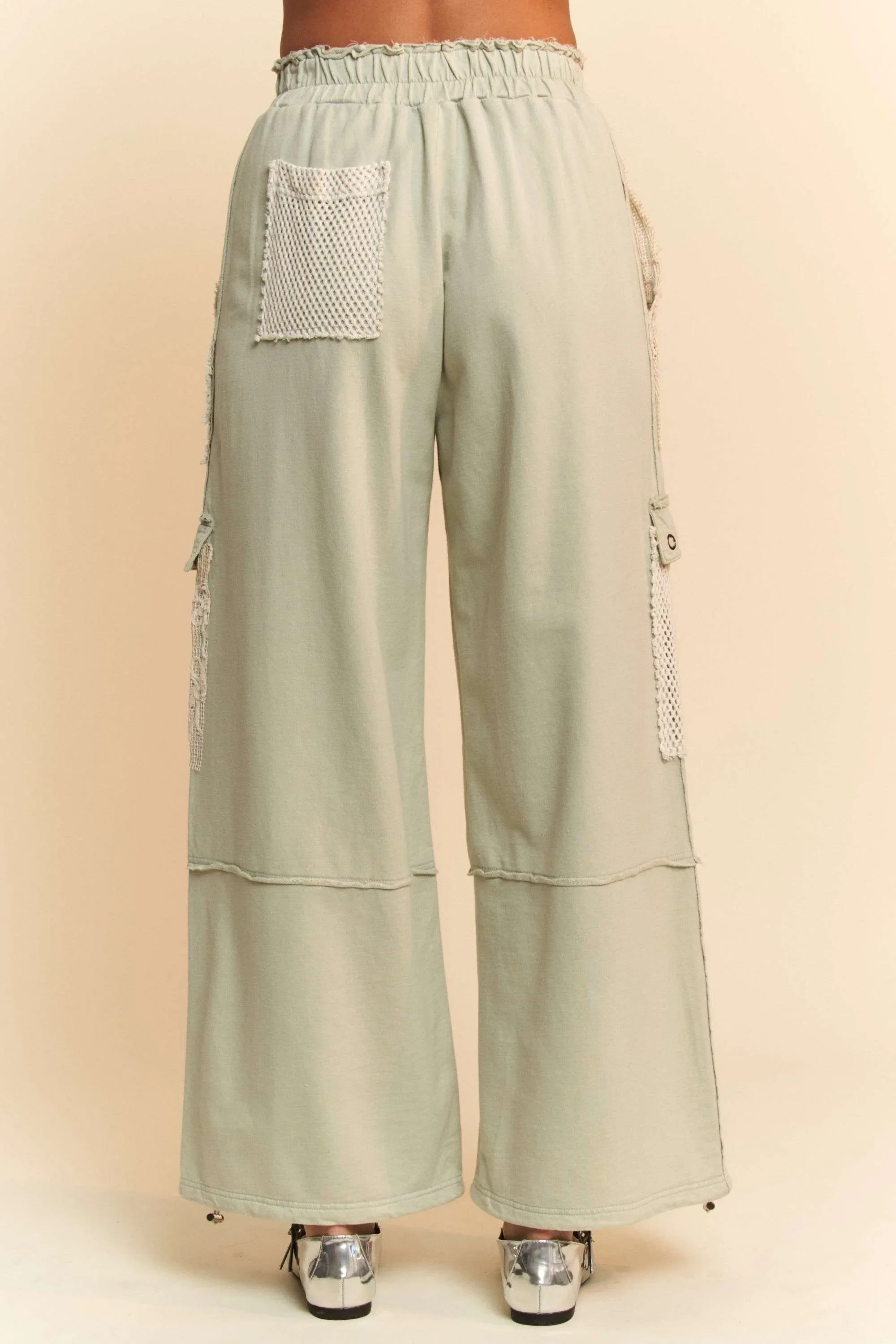 Davi & Dani Lace Patchwork Bottom Opening Adjustable Pants - Image 4