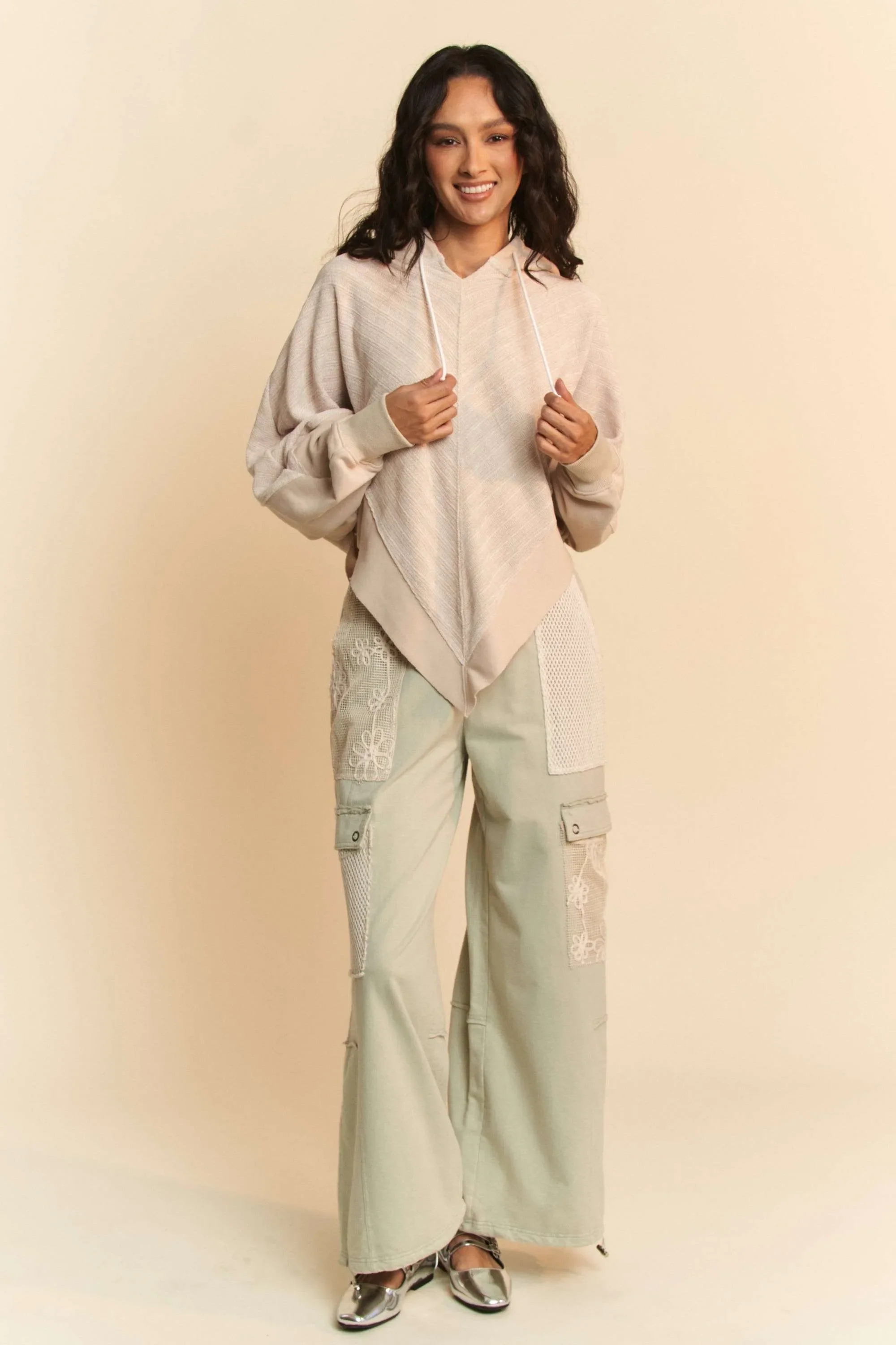 Davi & Dani Lace Patchwork Bottom Opening Adjustable Pants - Image 5