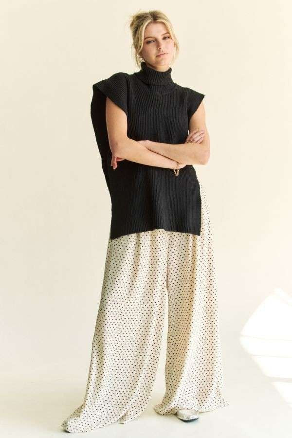 Davi & Dani Side Split Turtleneck Sleeveless Knit Top - Image 7