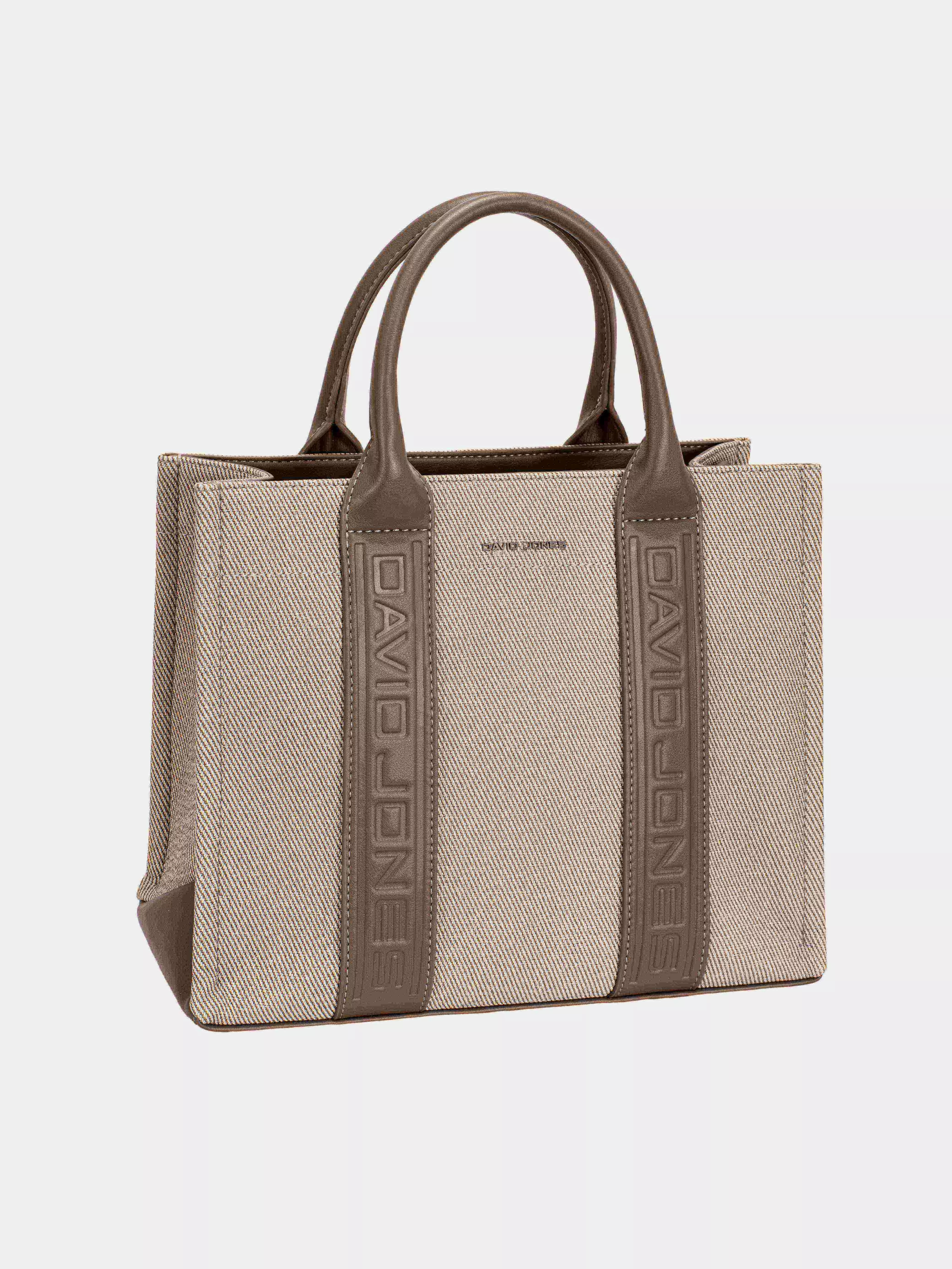 David Jones Canvas Tote Handbag with Contrast Leather Handles - Image 10