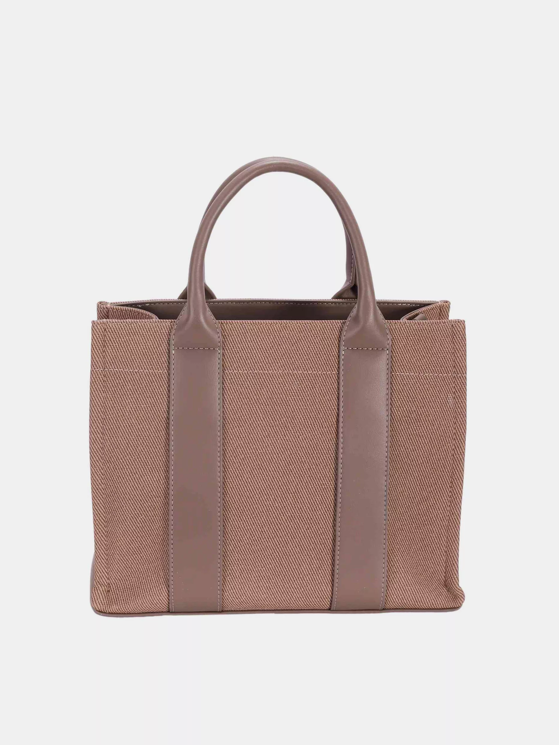 David Jones Canvas Tote Handbag with Contrast Leather Handles - Image 4