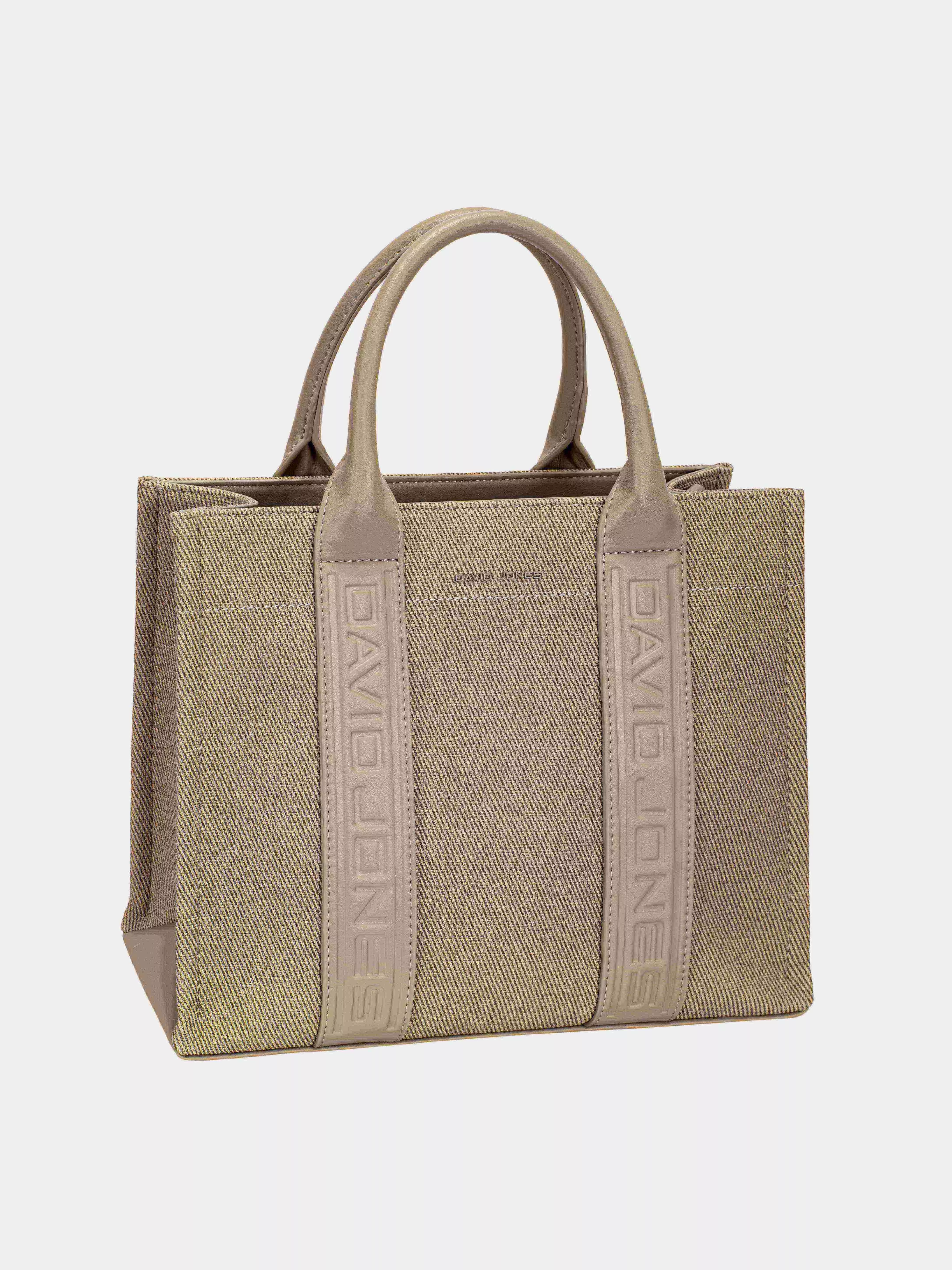 David Jones Canvas Tote Handbag with Contrast Leather Handles - Image 6