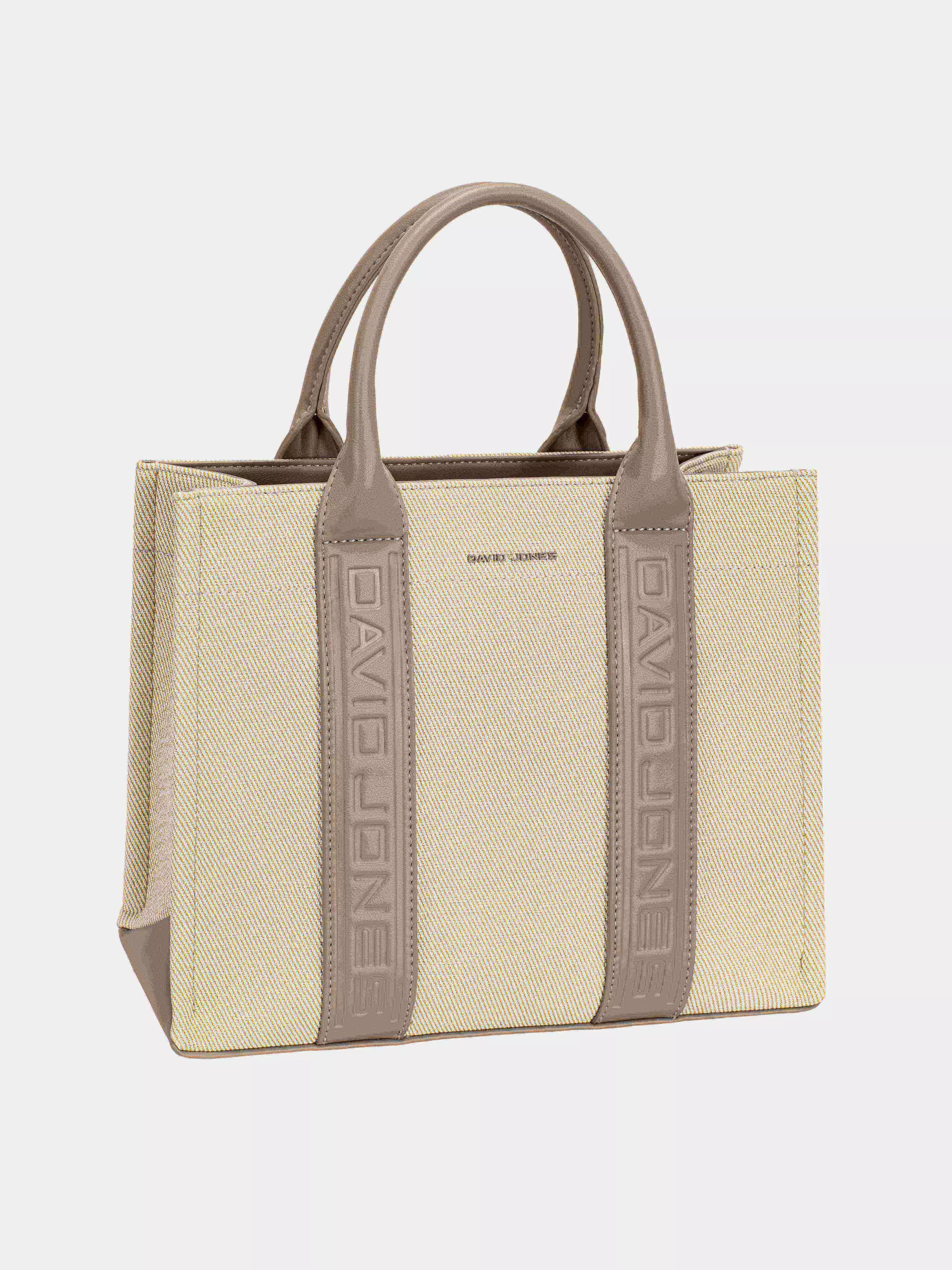David Jones Canvas Tote Handbag with Contrast Leather Handles - Image 7