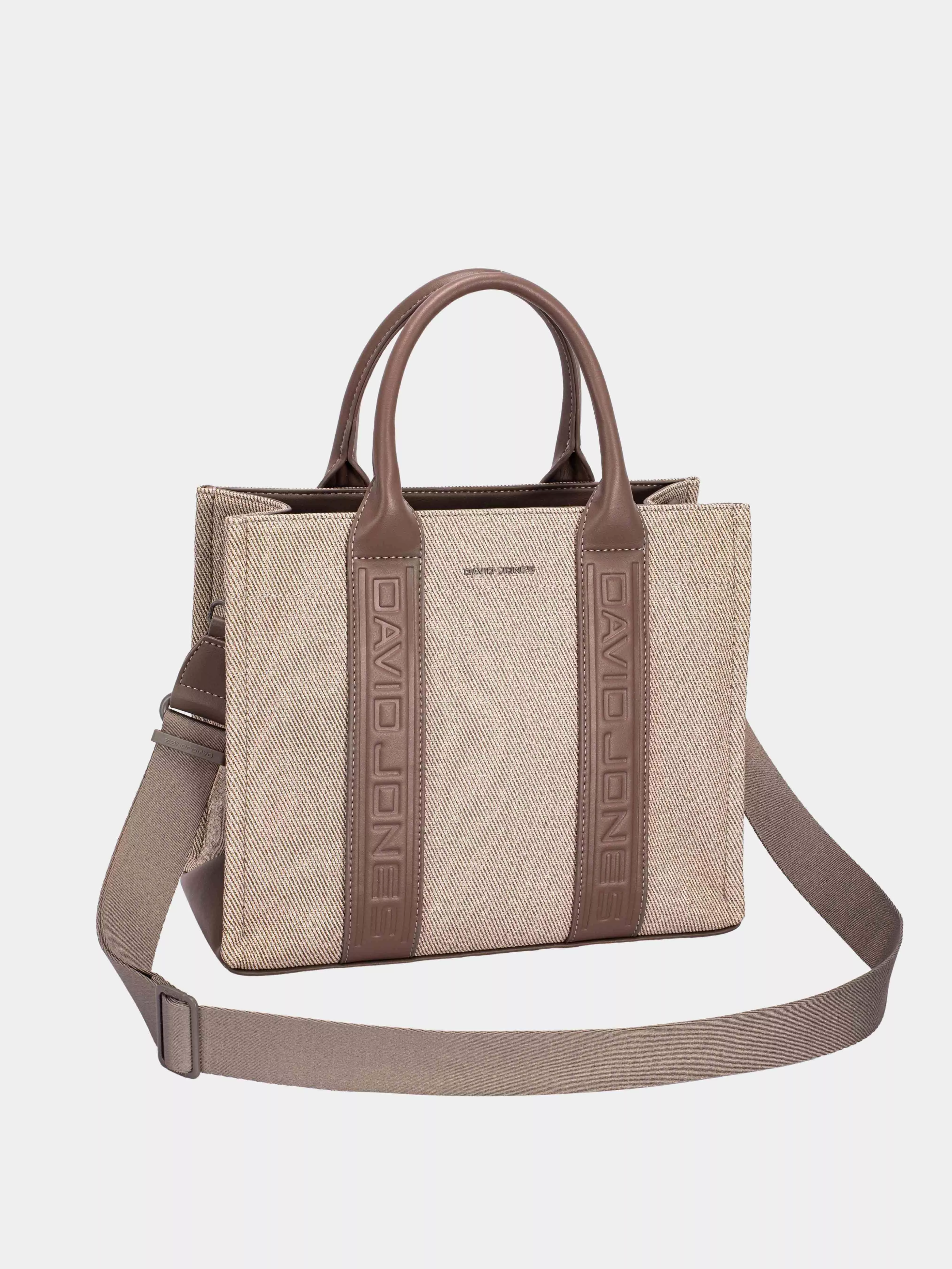 David Jones Canvas Tote Handbag with Contrast Leather Handles - Image 9