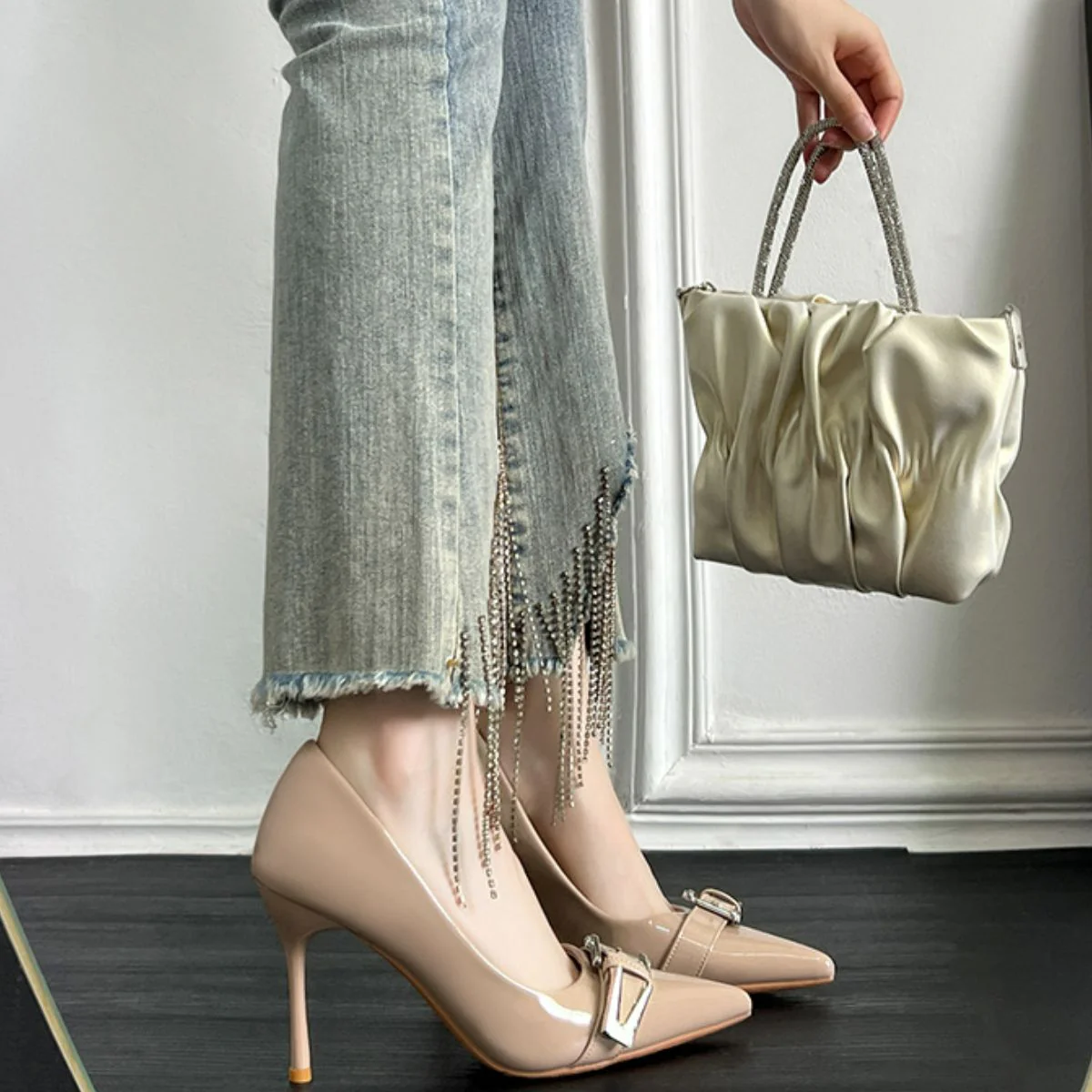 Decor Buckle Point Toe Stiletto Pumps - Image 6