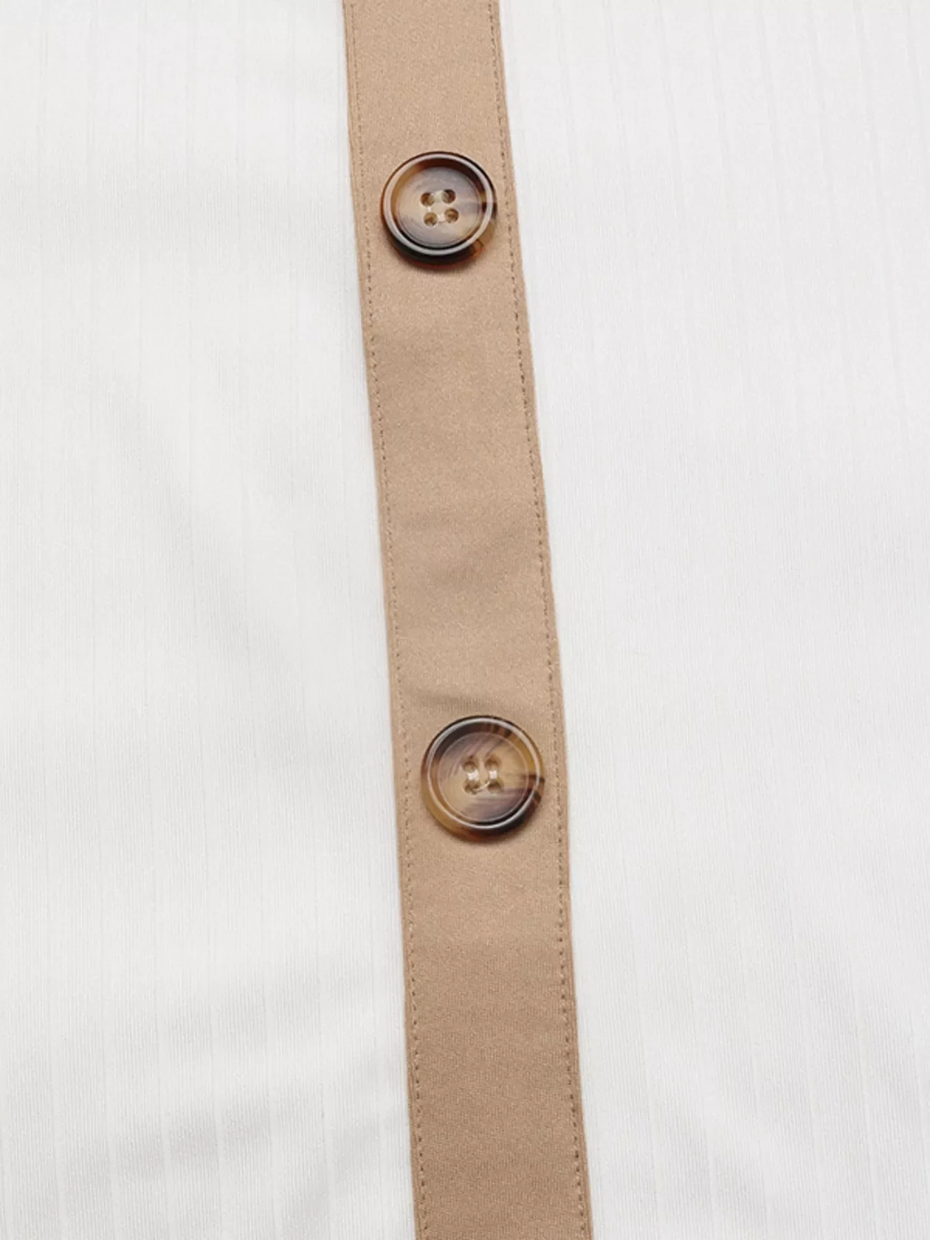 Decor Button Round Neck Short Sleeve Blouse - Image 8
