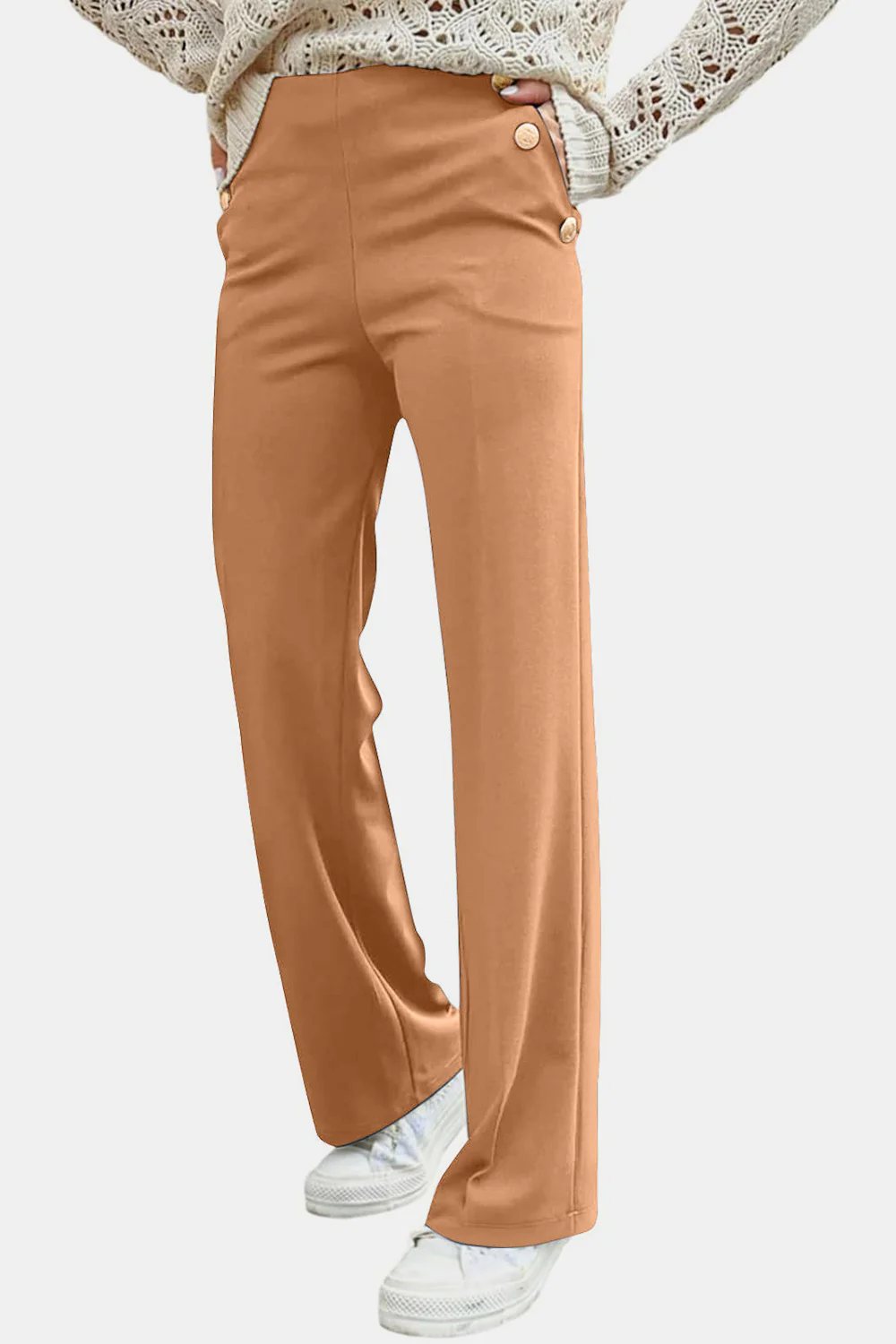 Decorative Button High Rise Pants - Image 10