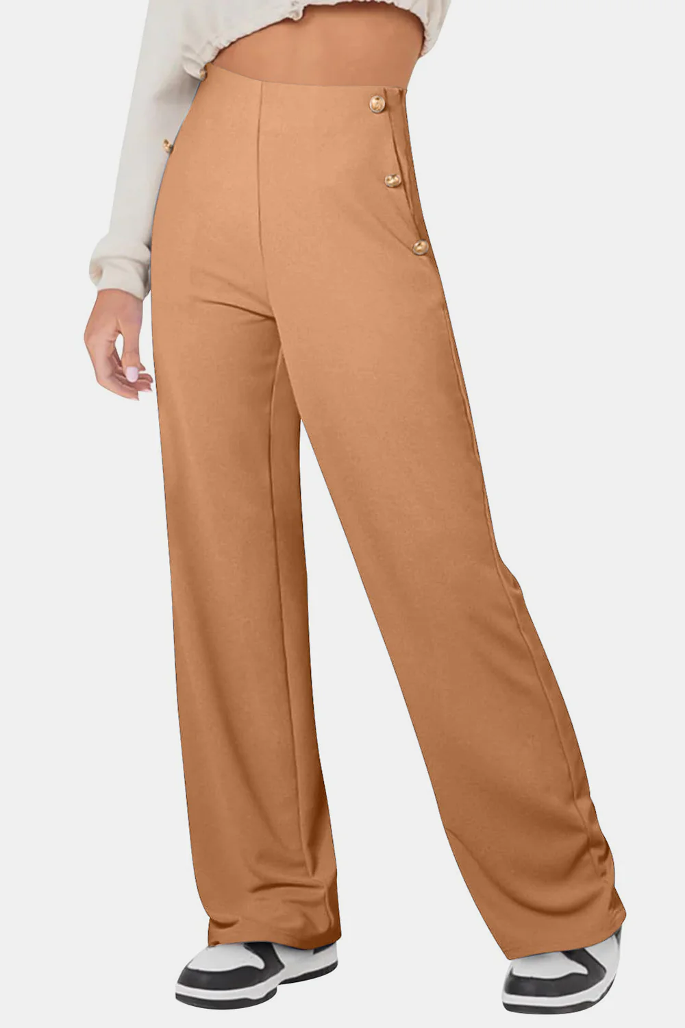 Decorative Button High Rise Pants - Image 12