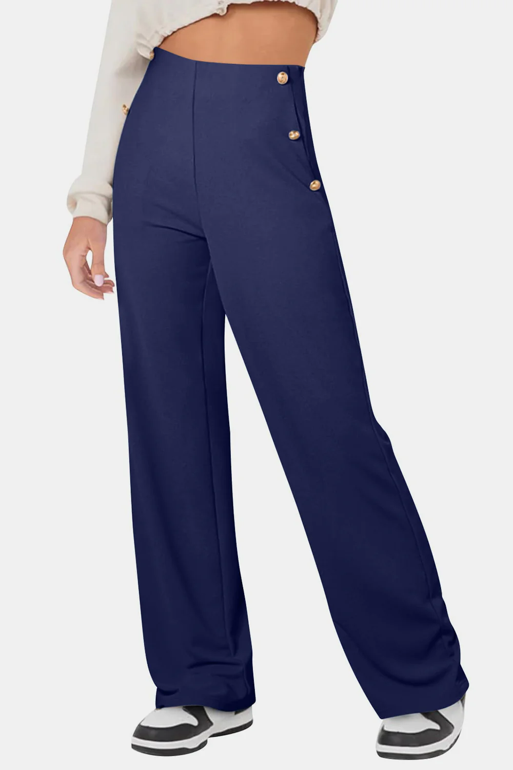 Decorative Button High Rise Pants - Image 13