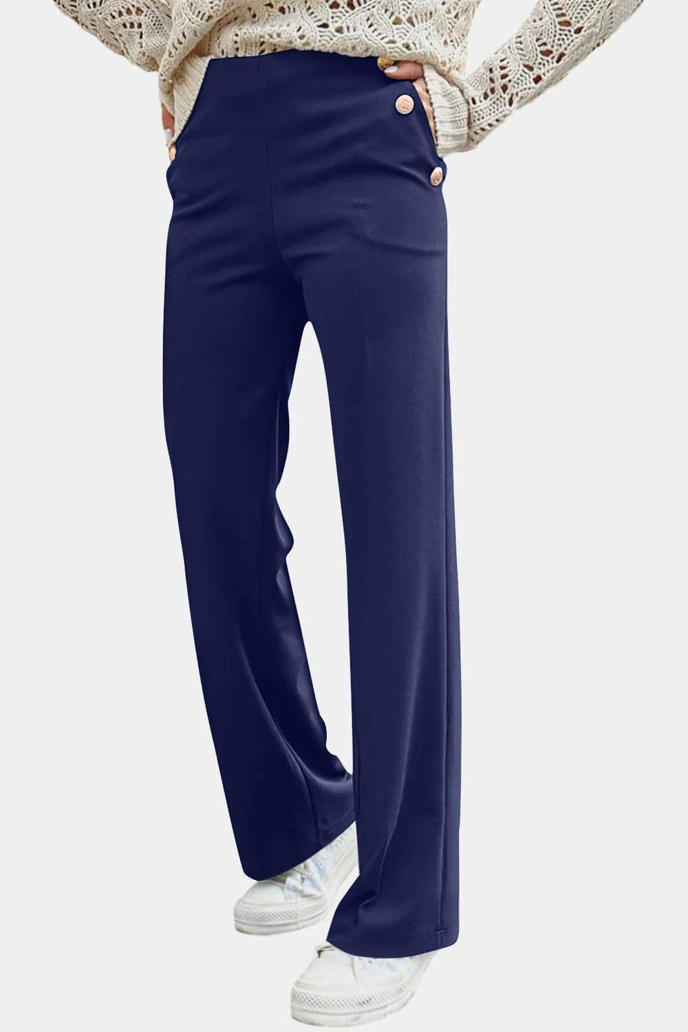 Decorative Button High Rise Pants - Image 14