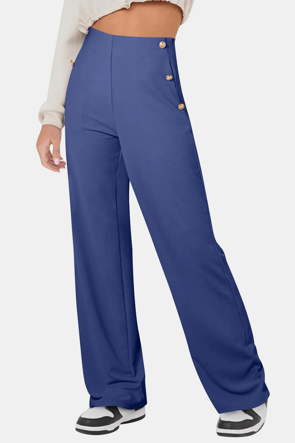 Decorative Button High Rise Pants - Image 19