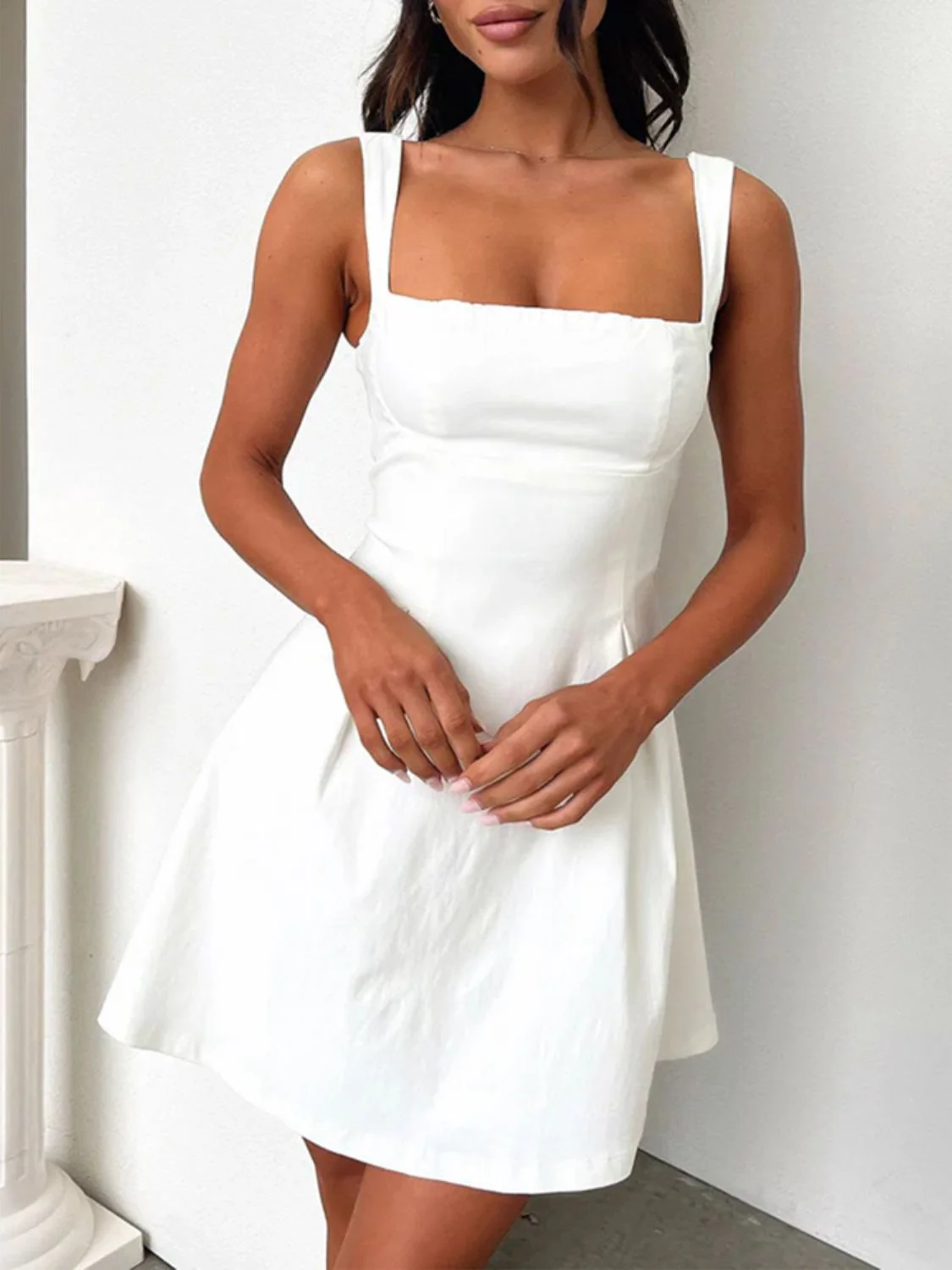 Devine Bow Back Square Neck Mini Dress - Image 10
