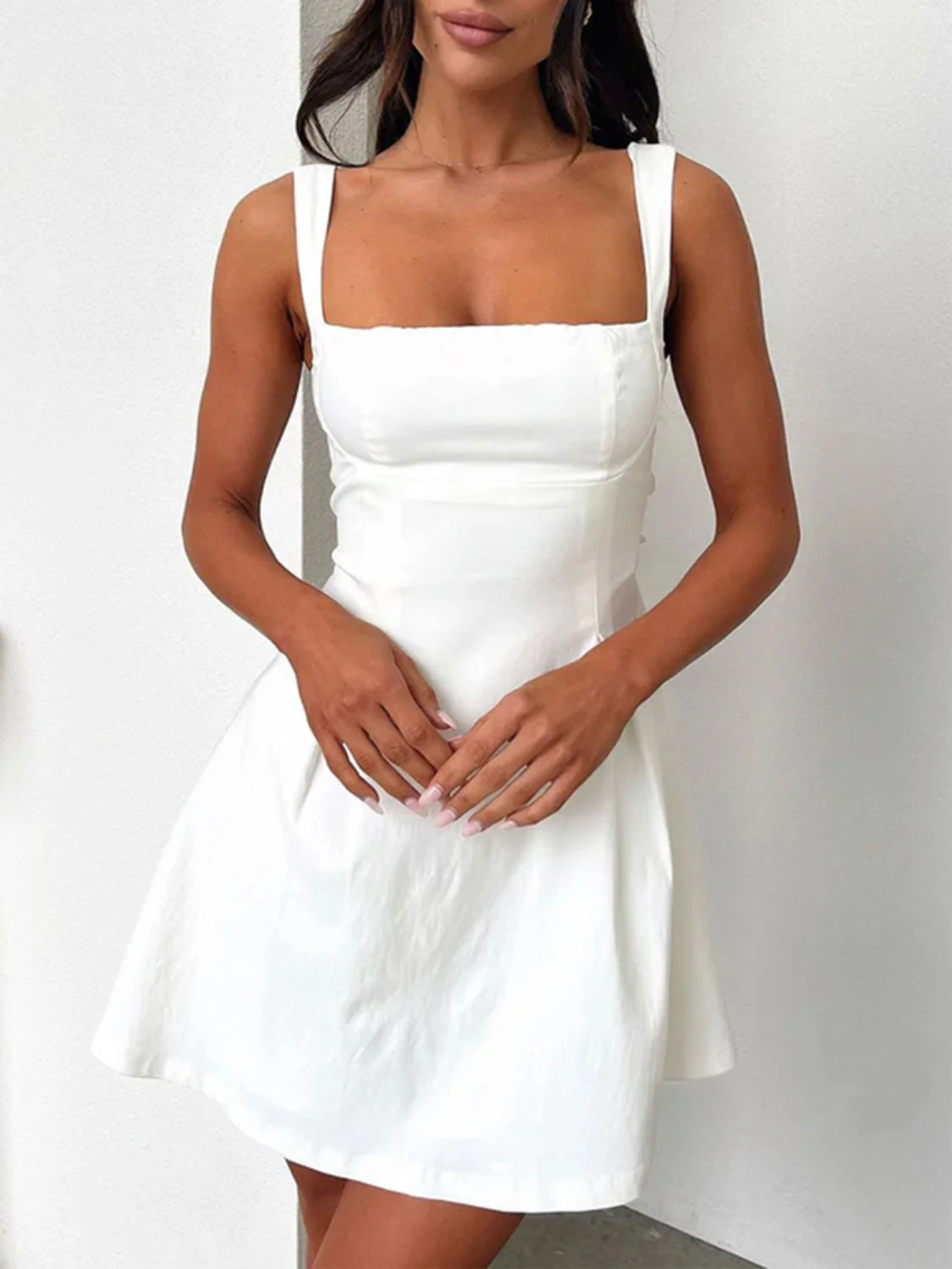 Devine Bow Back Square Neck Mini Dress - Image 12