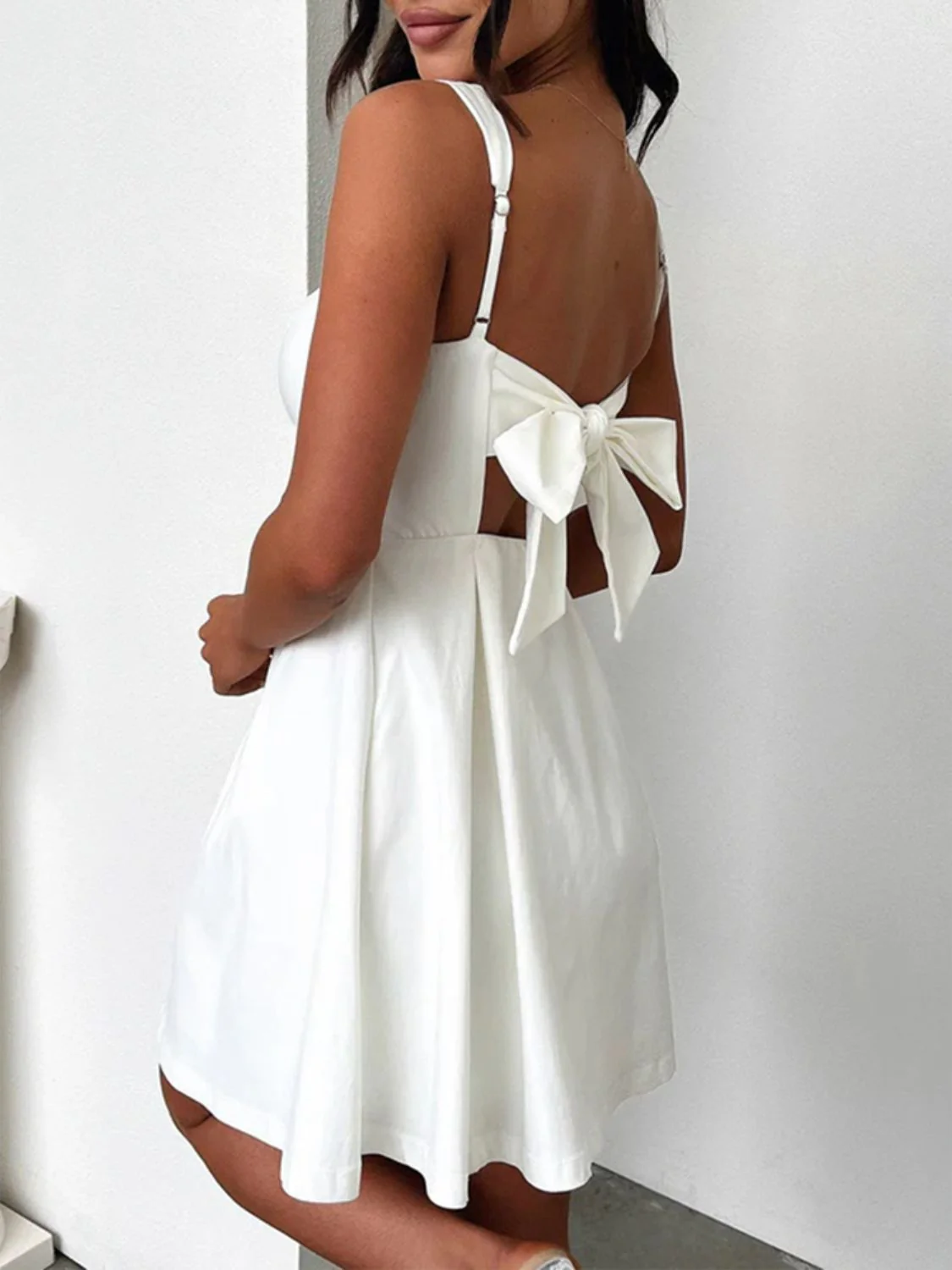 Devine Bow Back Square Neck Mini Dress - Image 13
