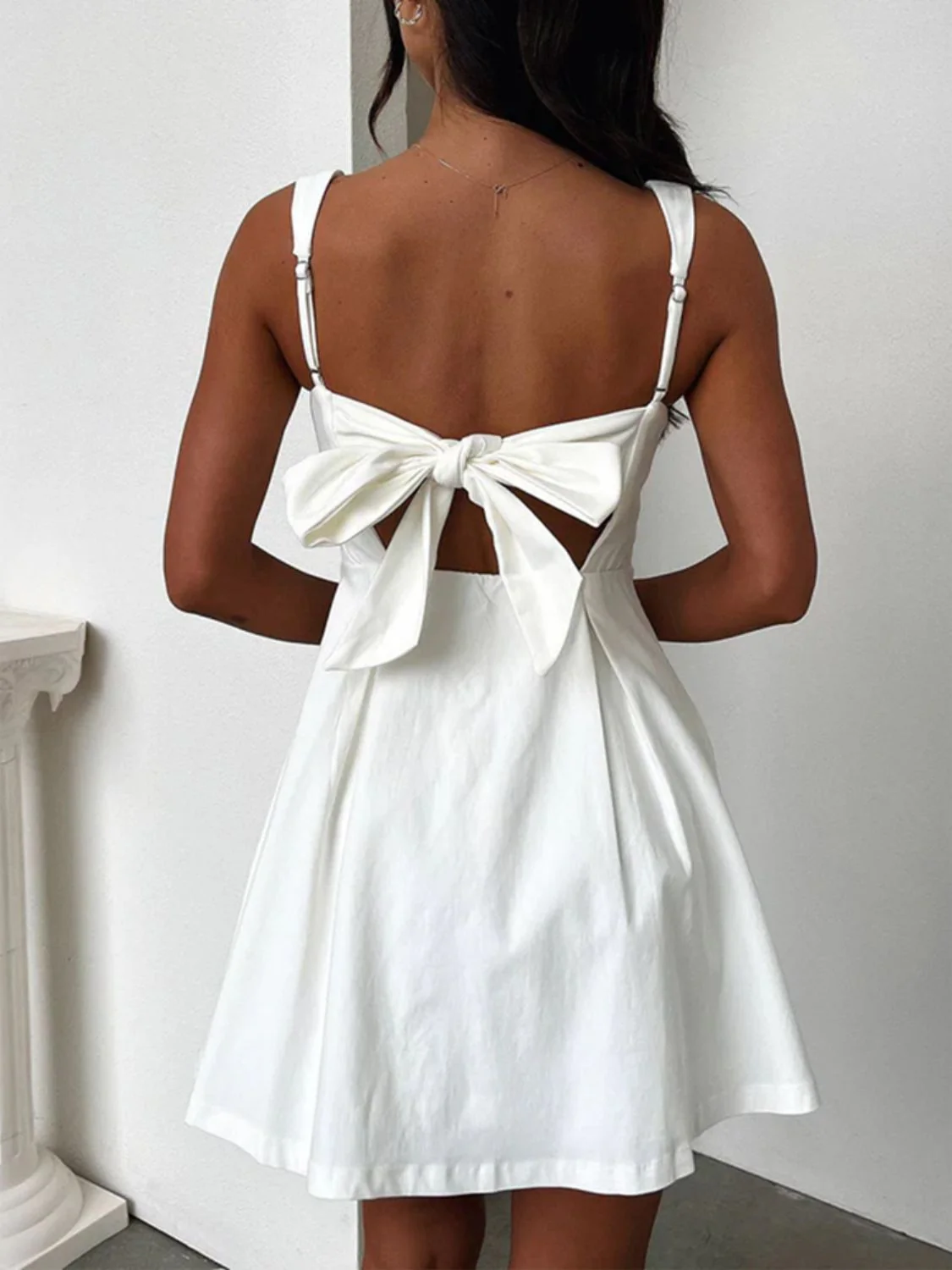 Devine Bow Back Square Neck Mini Dress - Image 15