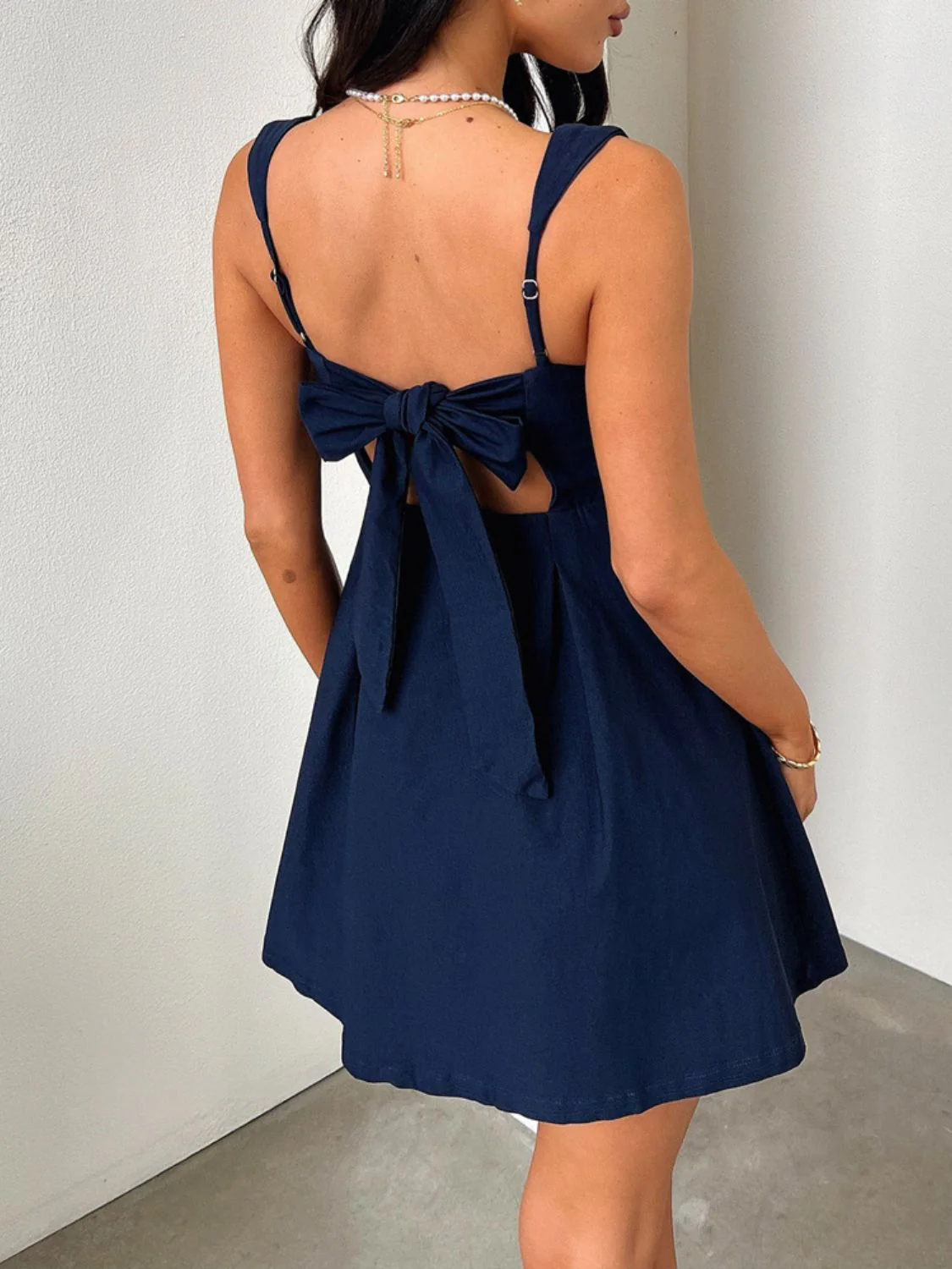 Devine Bow Back Square Neck Mini Dress - Image 2