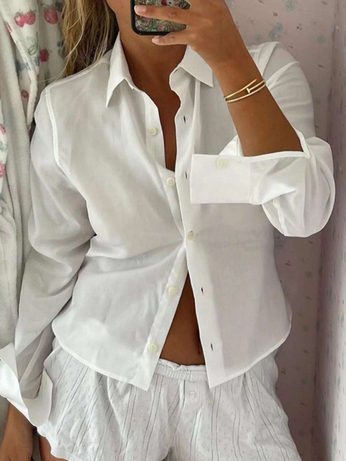 Devine Collared Neck Long Sleeve Shirt - Image 2