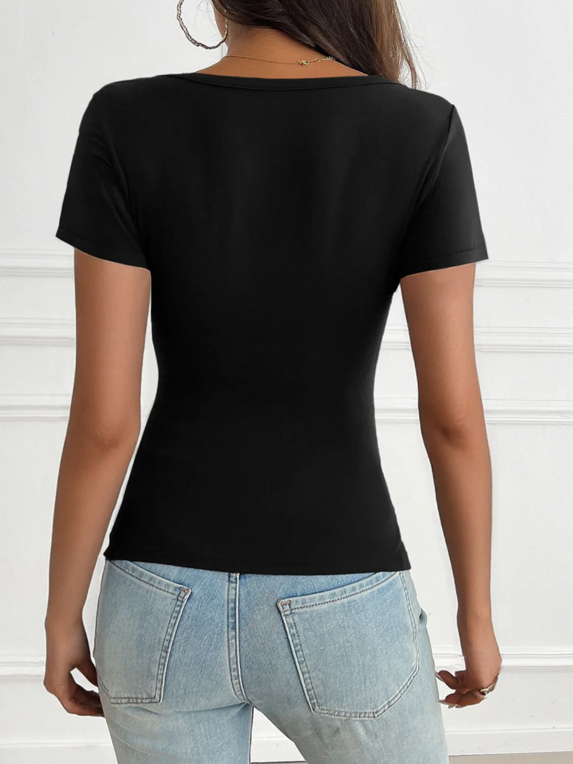 Devine Decorative Button Short Sleeve T-Shirt - Image 19