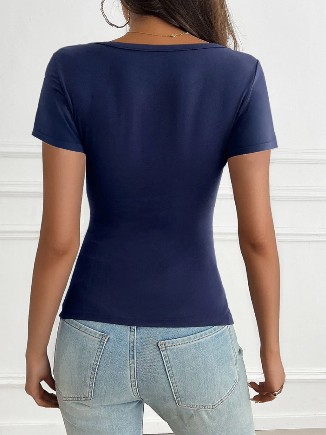 Devine Decorative Button Short Sleeve T-Shirt - Image 4