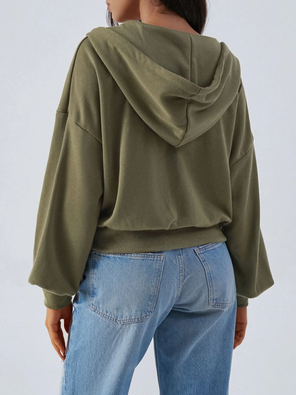 Devine Drawstring Zip Up Long Sleeve Hoodie - Image 2
