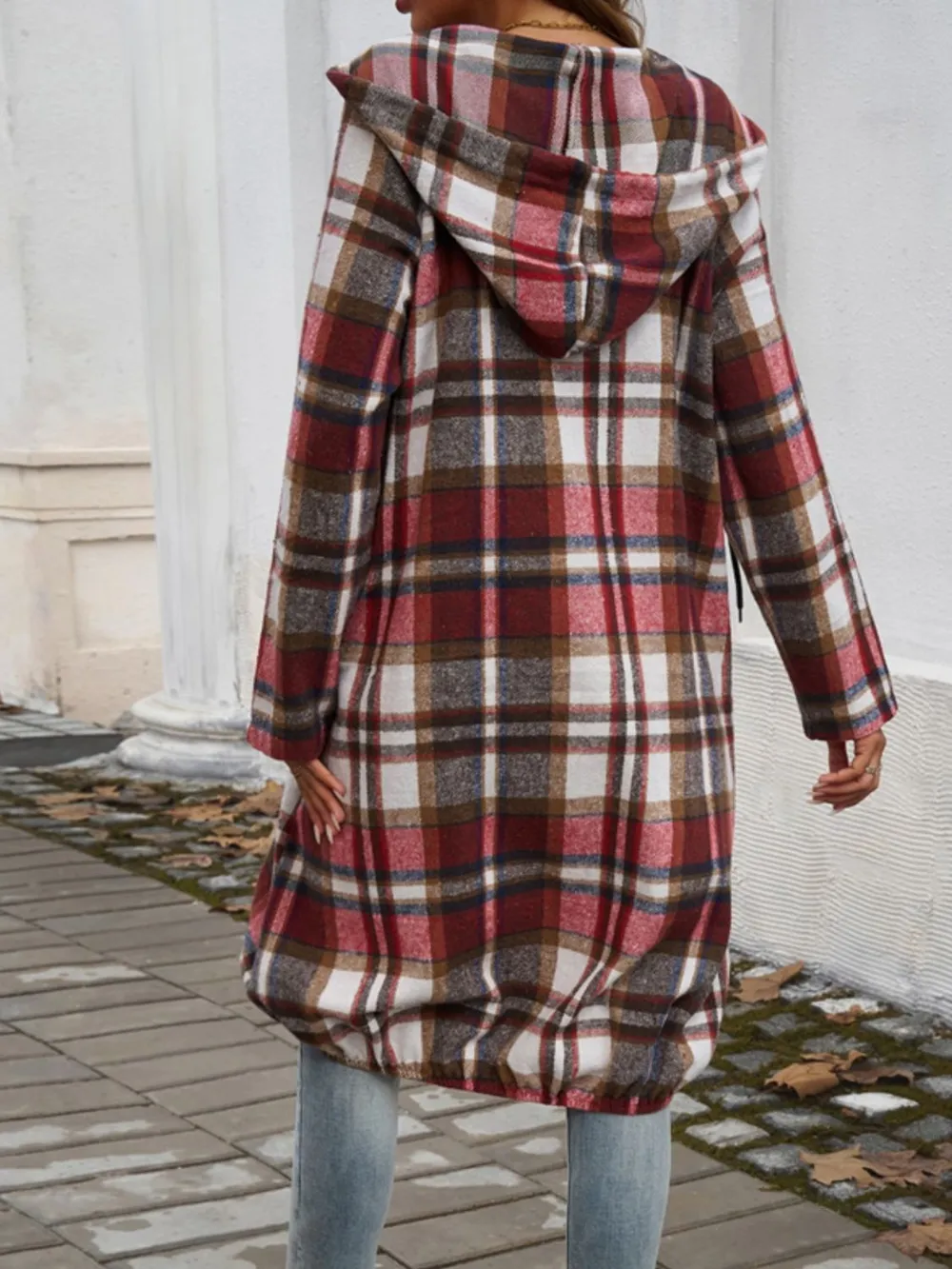 Devine Plaid Zip Up Hooded Coat - Image 2