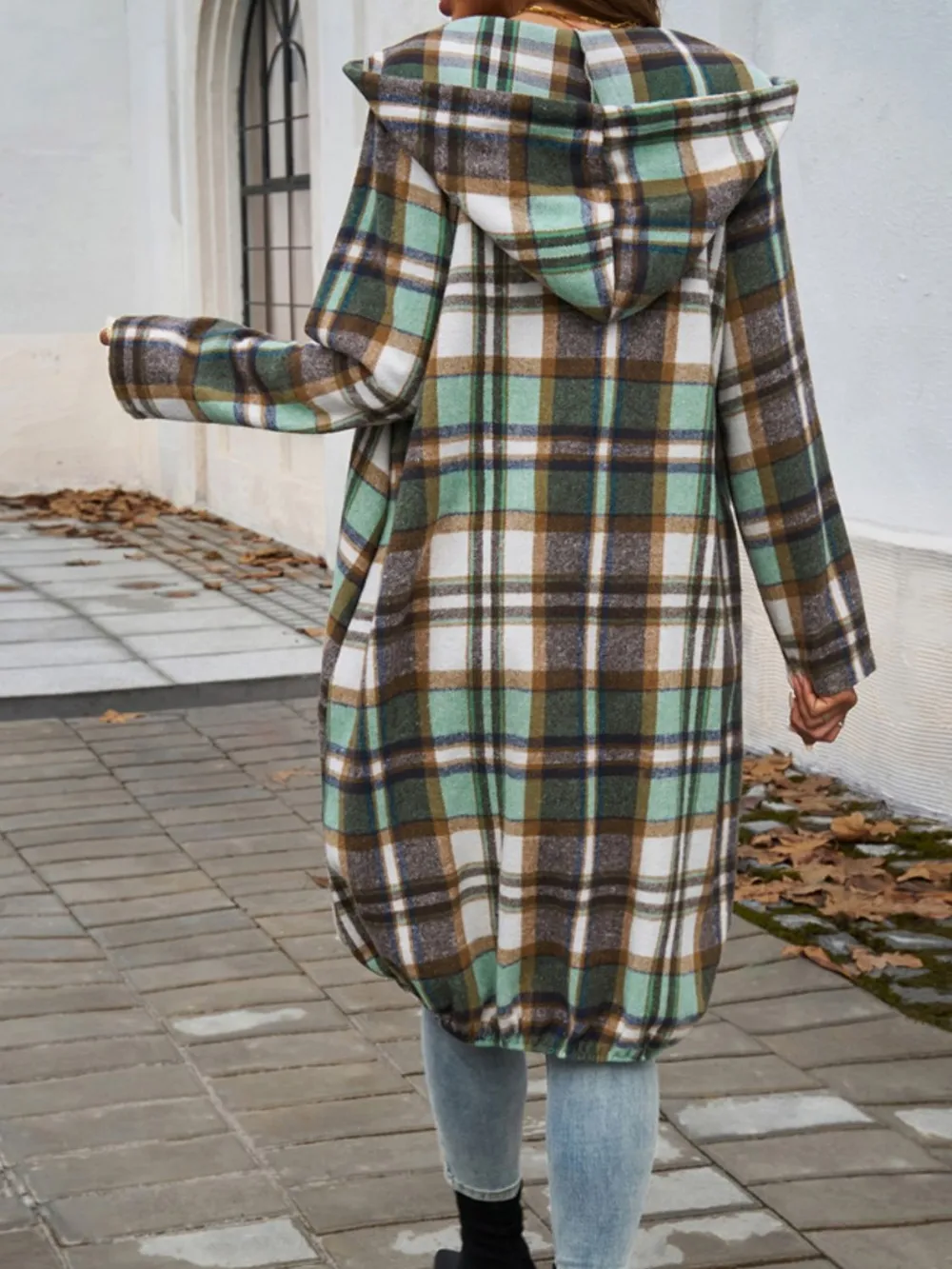 Devine Plaid Zip Up Hooded Coat - Image 8