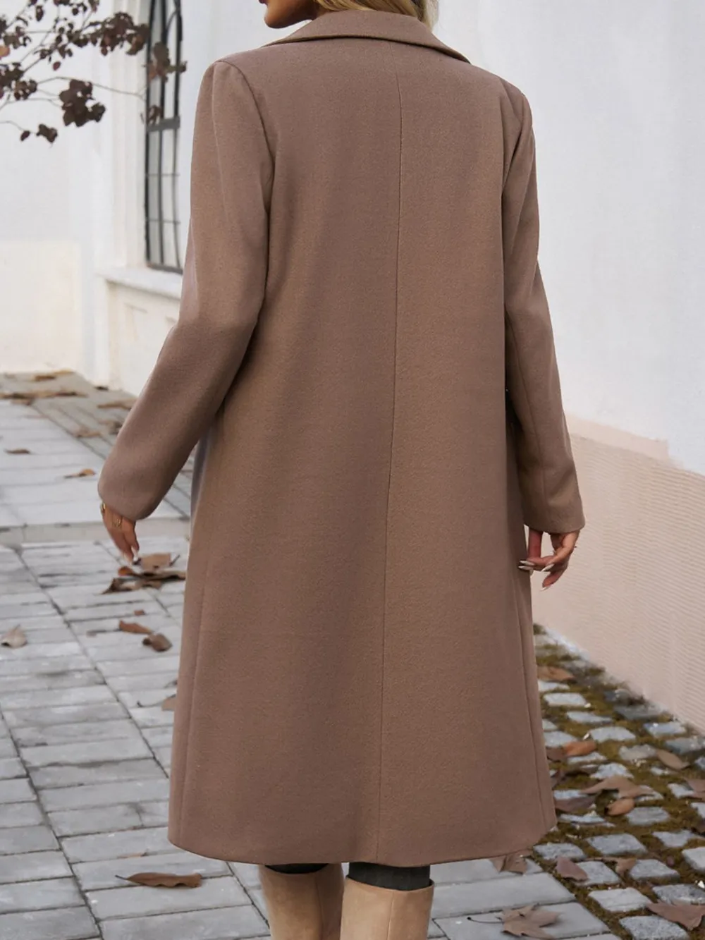 Devine Pocketed Collared Neck Long Sleeve Coat - Image 8