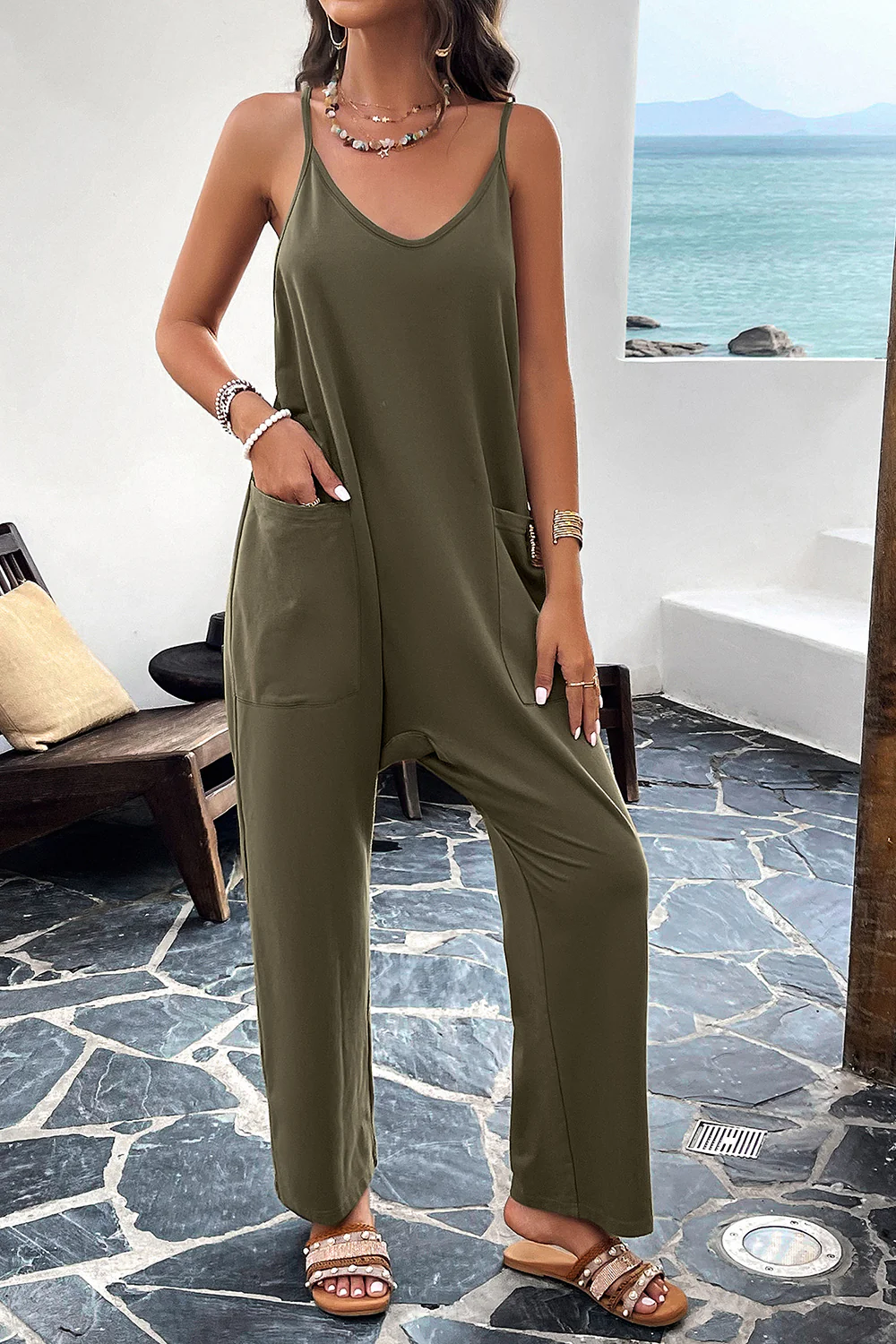 Devine Pocketed Spaghetti Strap Overalls - Image 14