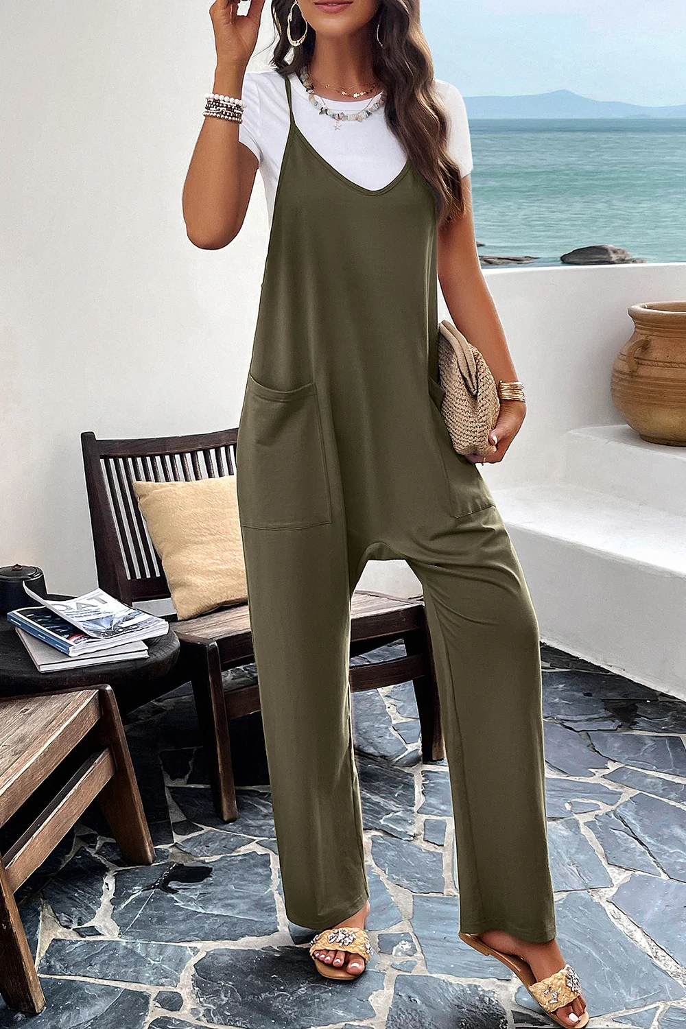 Devine Pocketed Spaghetti Strap Overalls - Image 15