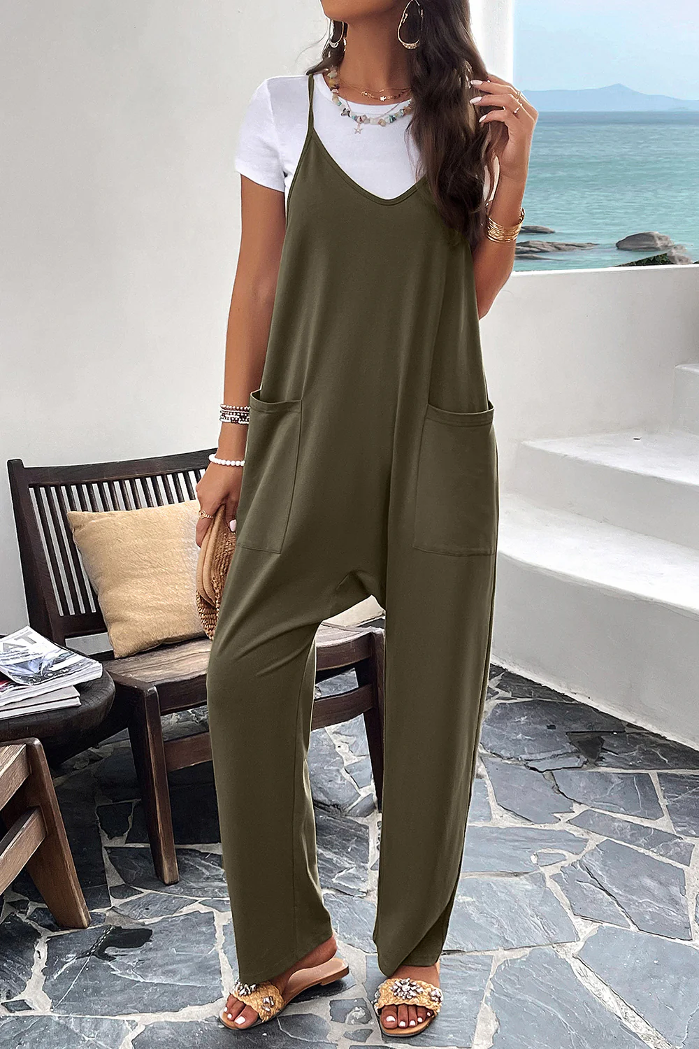 Devine Pocketed Spaghetti Strap Overalls - Image 19