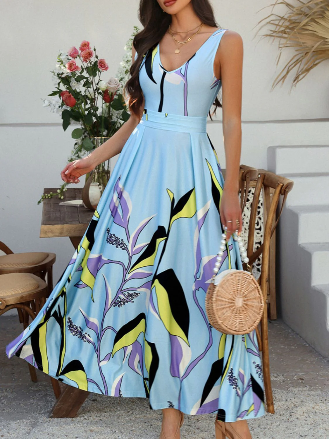 Devine  Printed Sleeveless Maxi Dress - Image 2