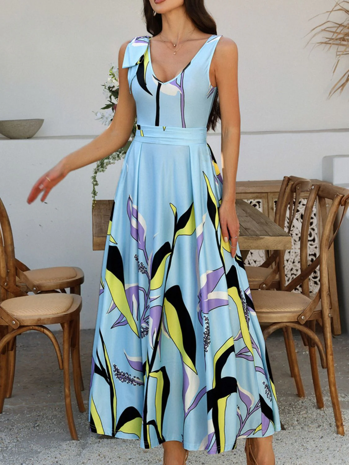 Devine  Printed Sleeveless Maxi Dress - Image 3