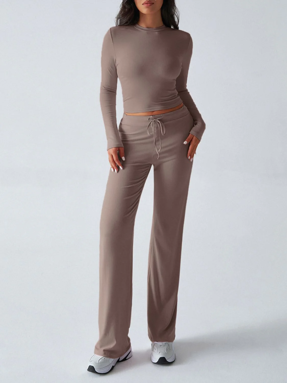 Devine Round Neck Long Sleeve Top and Drawstring Pants Set - Image 17