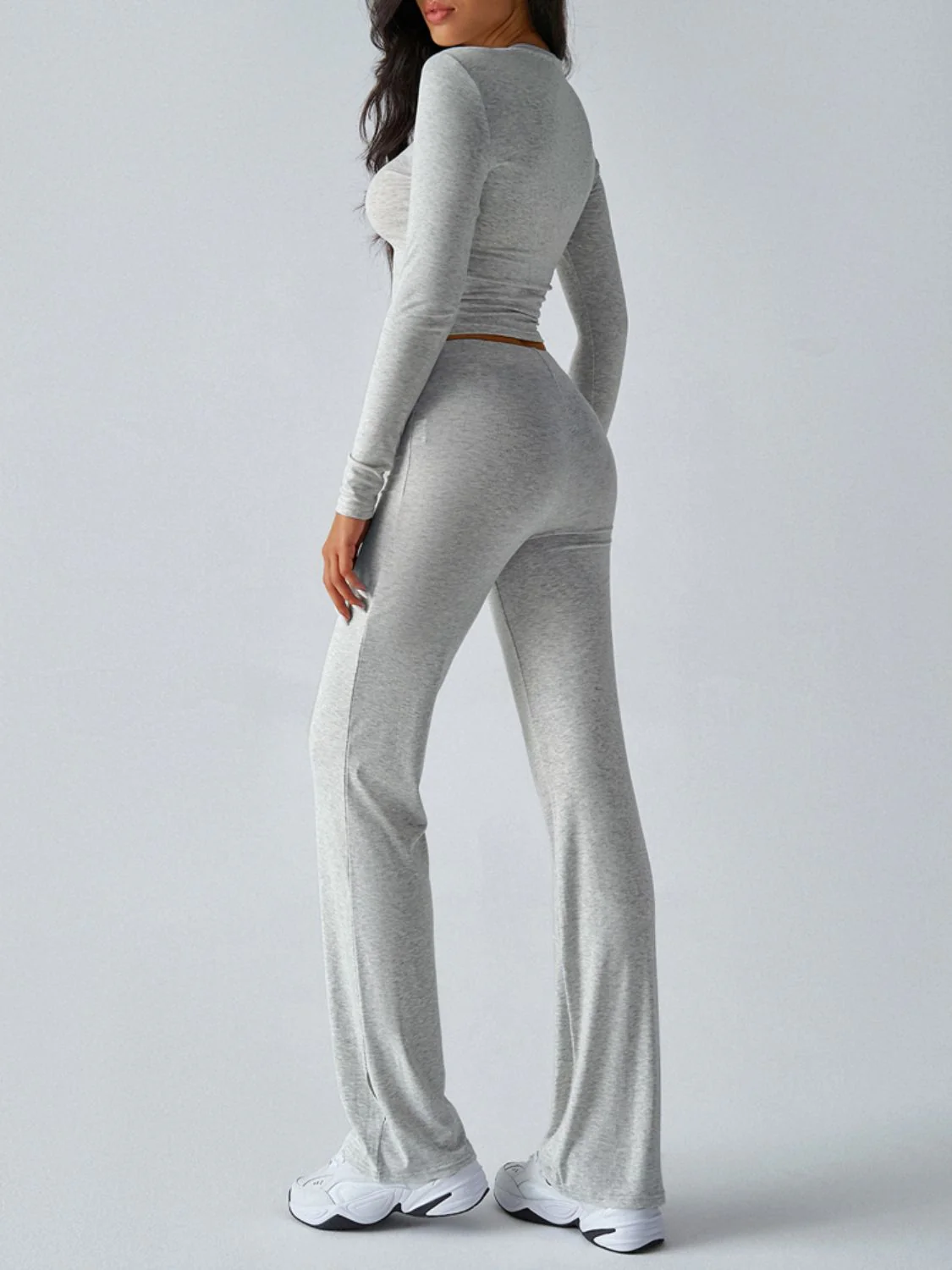 Devine Round Neck Long Sleeve Top and Drawstring Pants Set - Image 2
