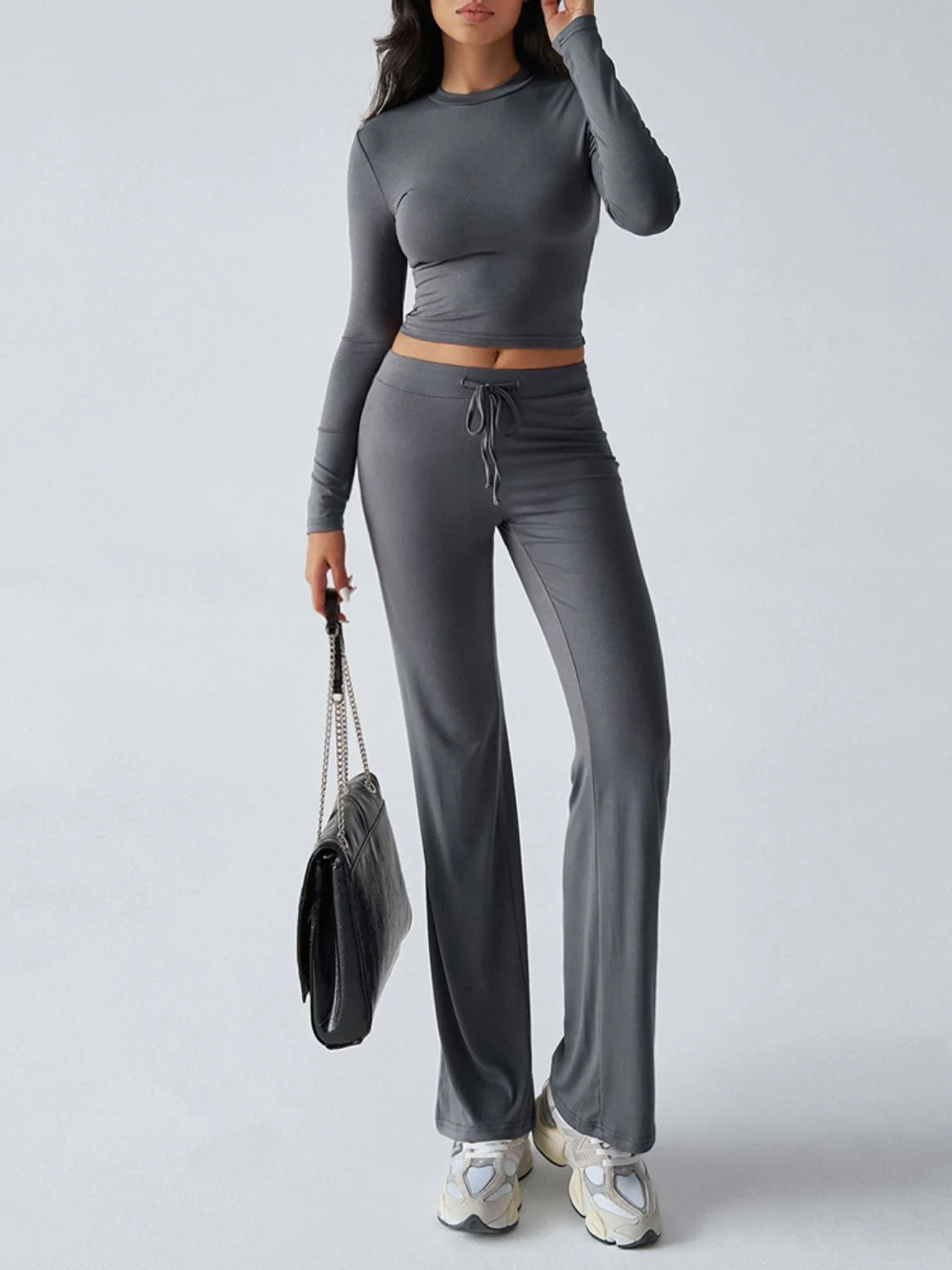 Devine Round Neck Long Sleeve Top and Drawstring Pants Set - Image 20