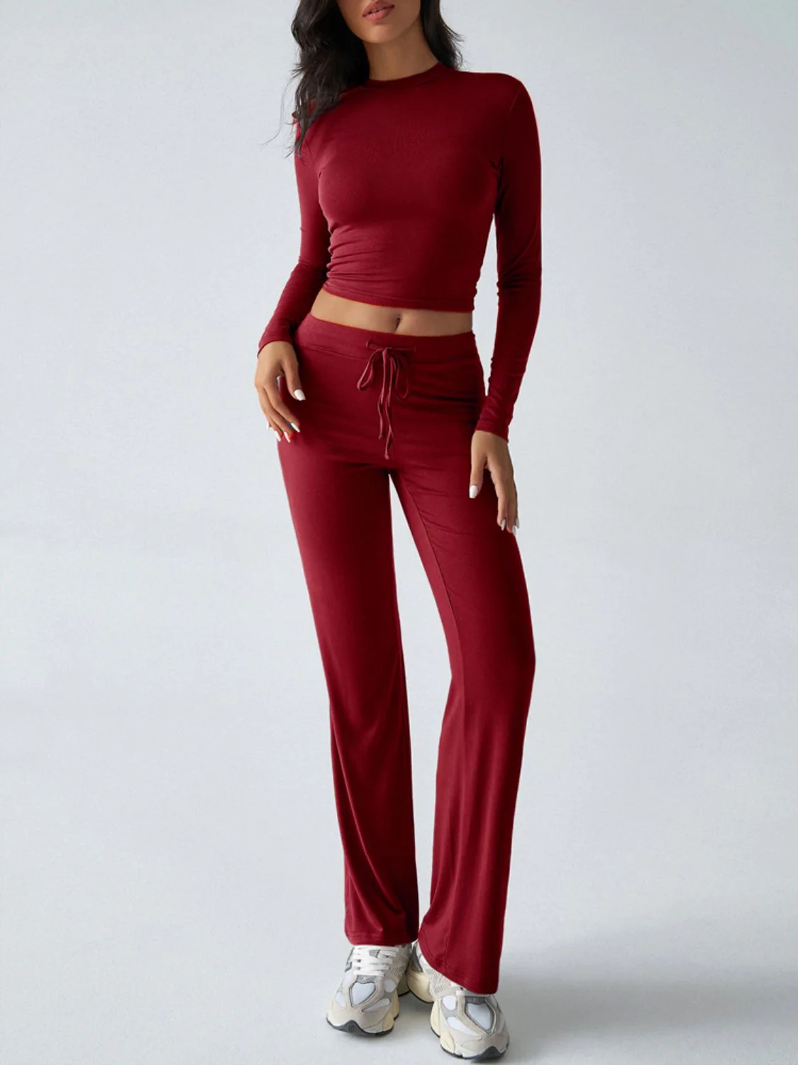 Devine Round Neck Long Sleeve Top and Drawstring Pants Set - Image 27