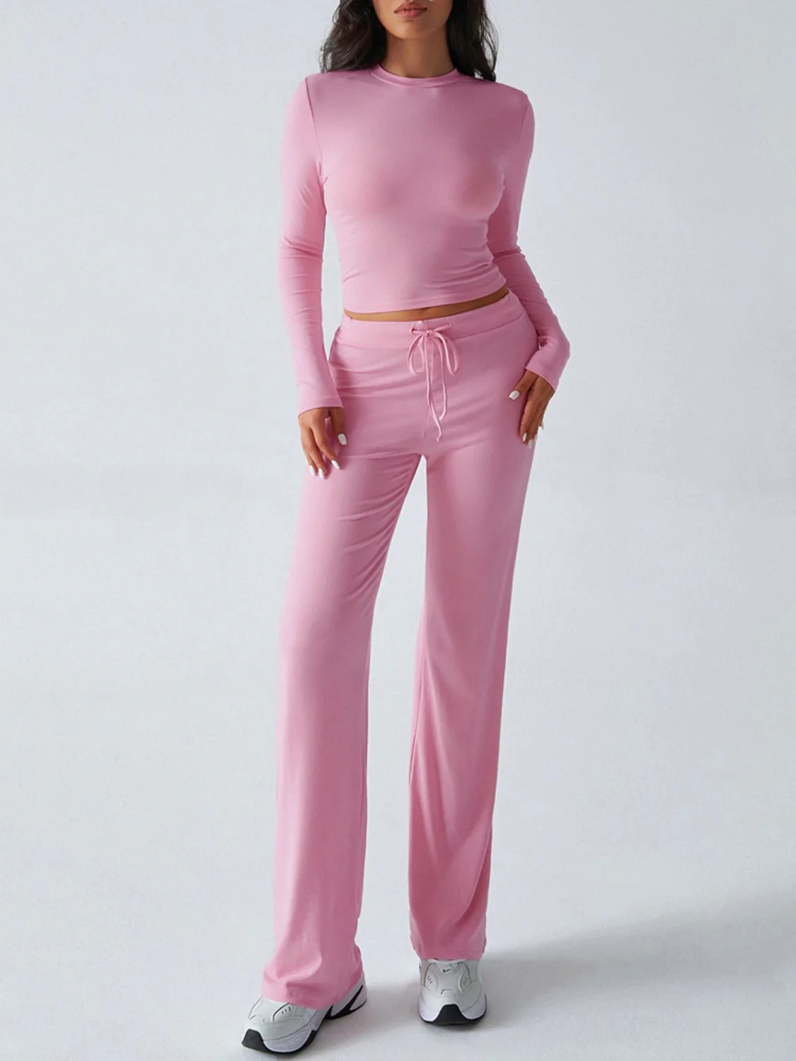 Devine Round Neck Long Sleeve Top and Drawstring Pants Set - Image 31