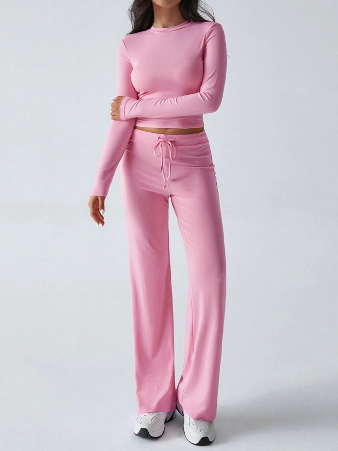 Devine Round Neck Long Sleeve Top and Drawstring Pants Set - Image 32